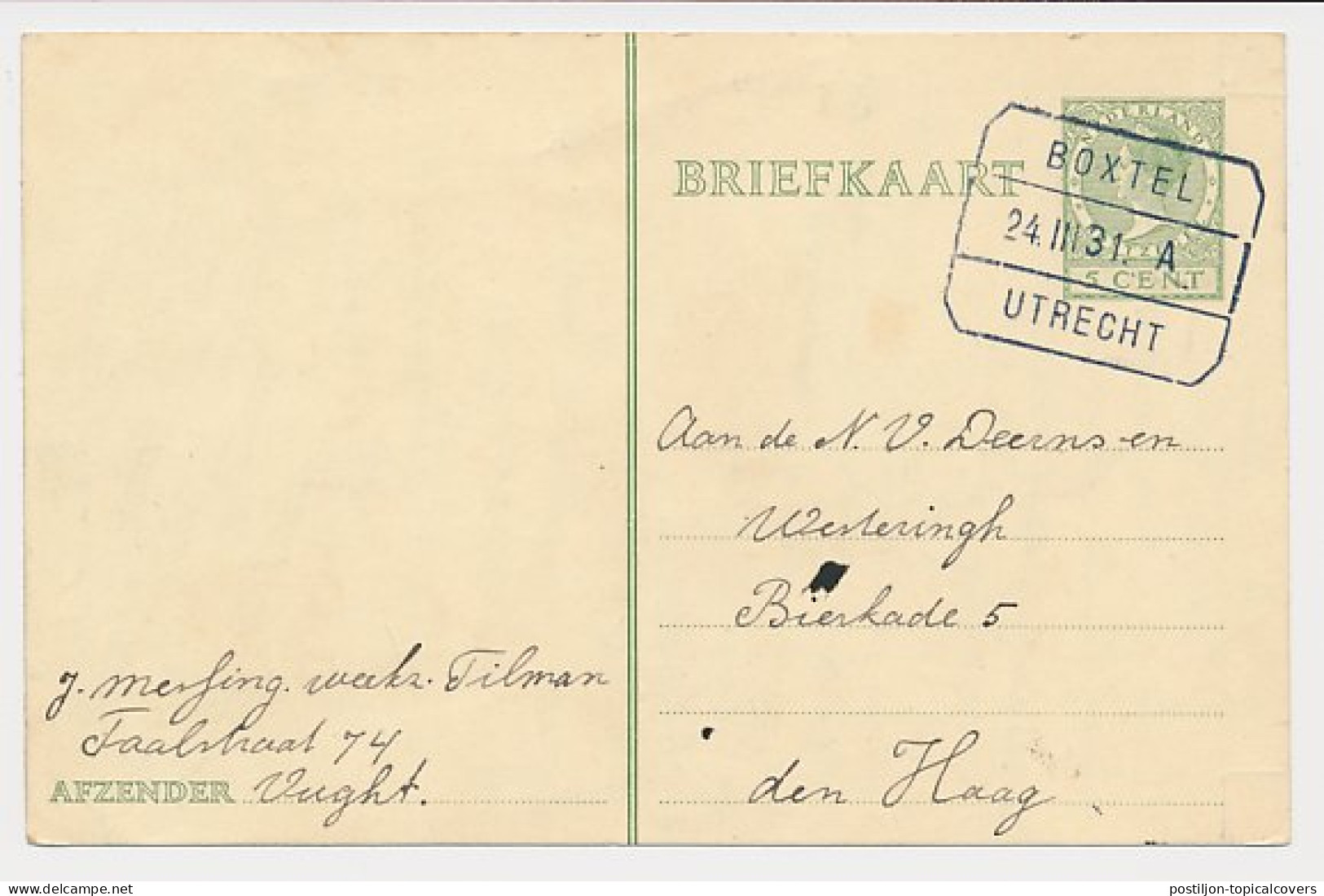 Treinblokstempel : Boxtel - Utrecht A 1931 - Non Classés