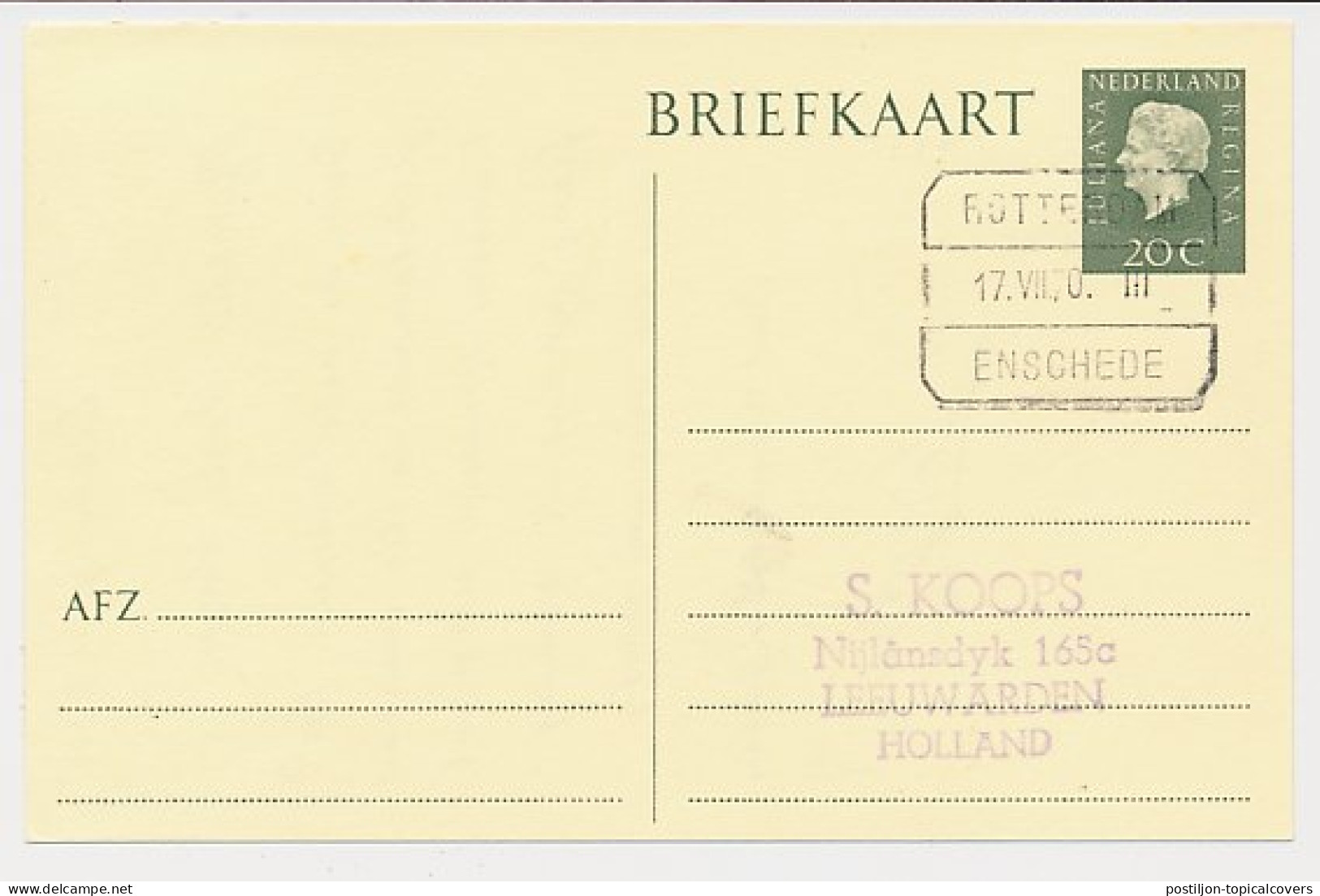 Treinblokstempel : Rotterdam - Enschede III 1970 - Unclassified
