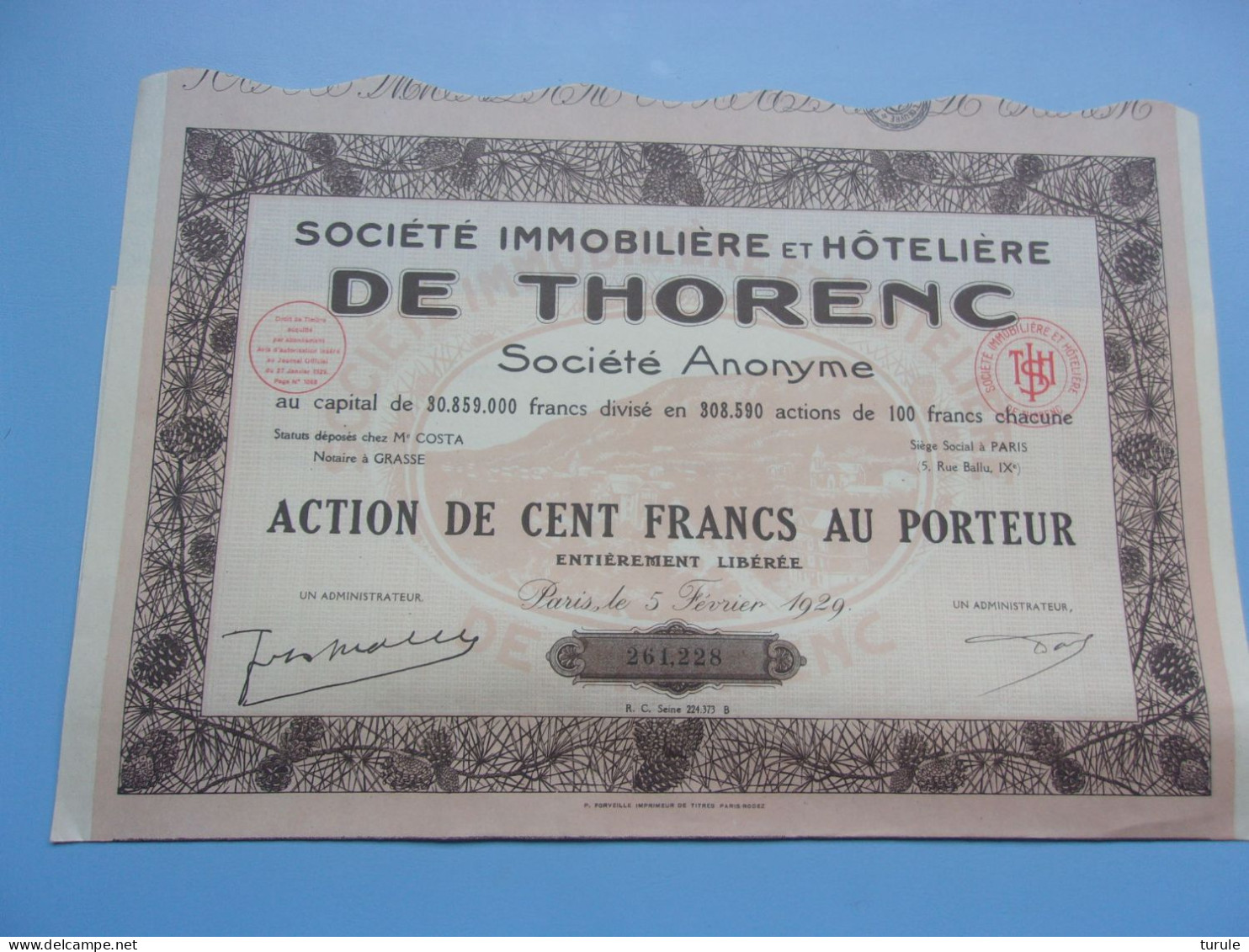 Station Climatérique Et Immobilière DE THORENC (1929) - Andere & Zonder Classificatie