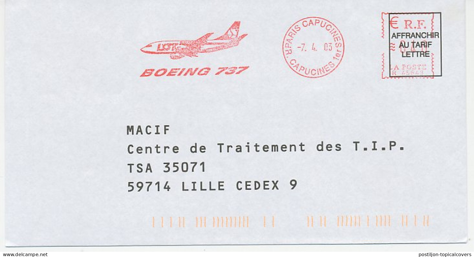 Meter Cover France 2003 Boeing 737 - Airplane - Airplanes