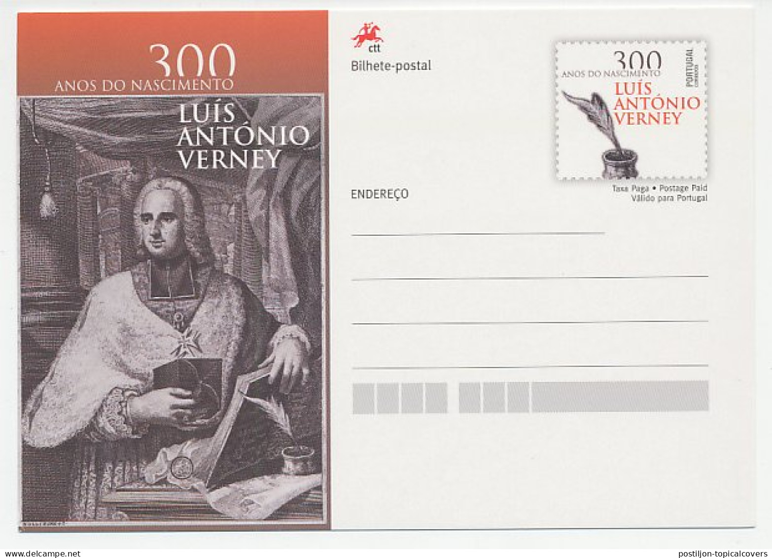 Postal Stationery Portugal 2013 Luís Antonio Verney - Theologian - Writer - Sonstige & Ohne Zuordnung
