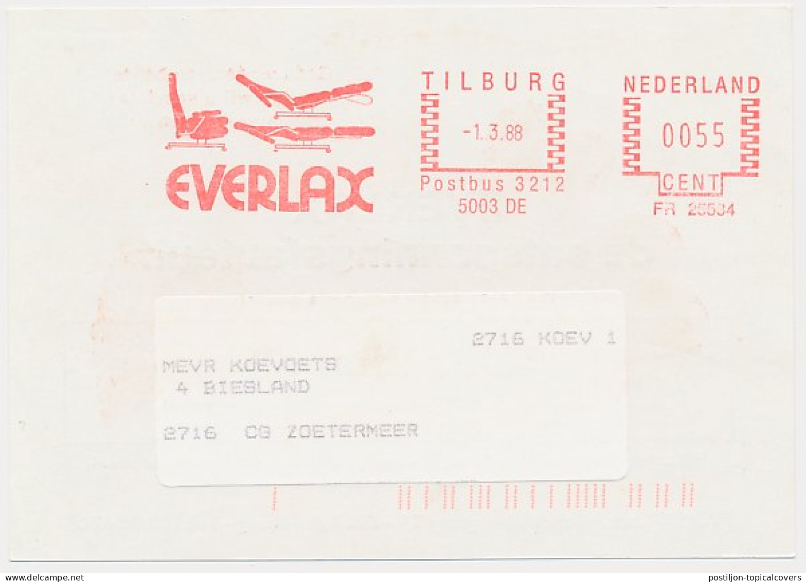 Meter Card Netherlands 1988 Relax Chair - Everlax - Tilburg - Unclassified