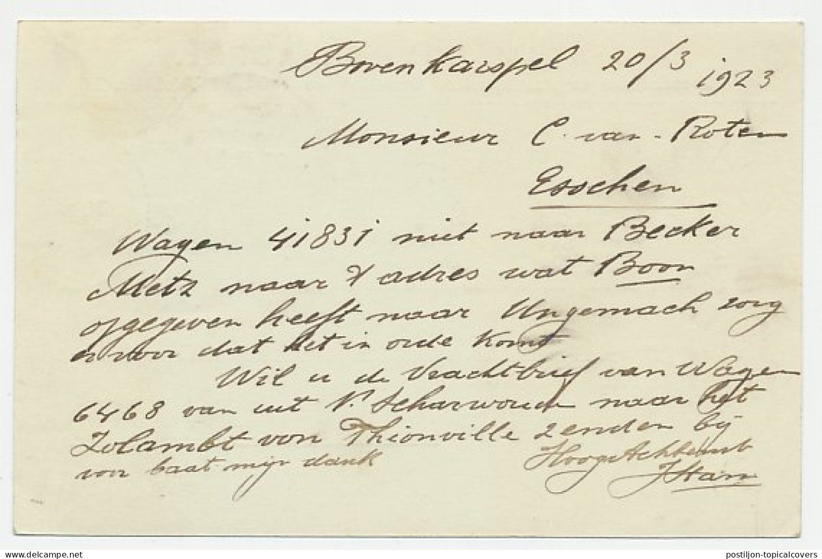 Firma Briefkaart Bovenkarspel 1923 - Aardappelen / Groenten  - Non Classés