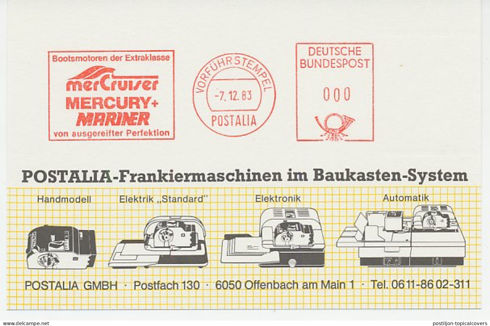 Demonstration Meter Card Germany 1983 Boat Motor - Mercury - Mariner - Other & Unclassified