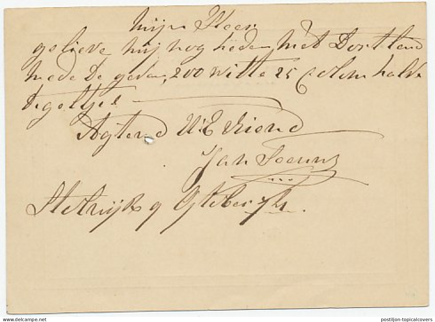 Naamstempel Stolwijk 1874 - Briefe U. Dokumente