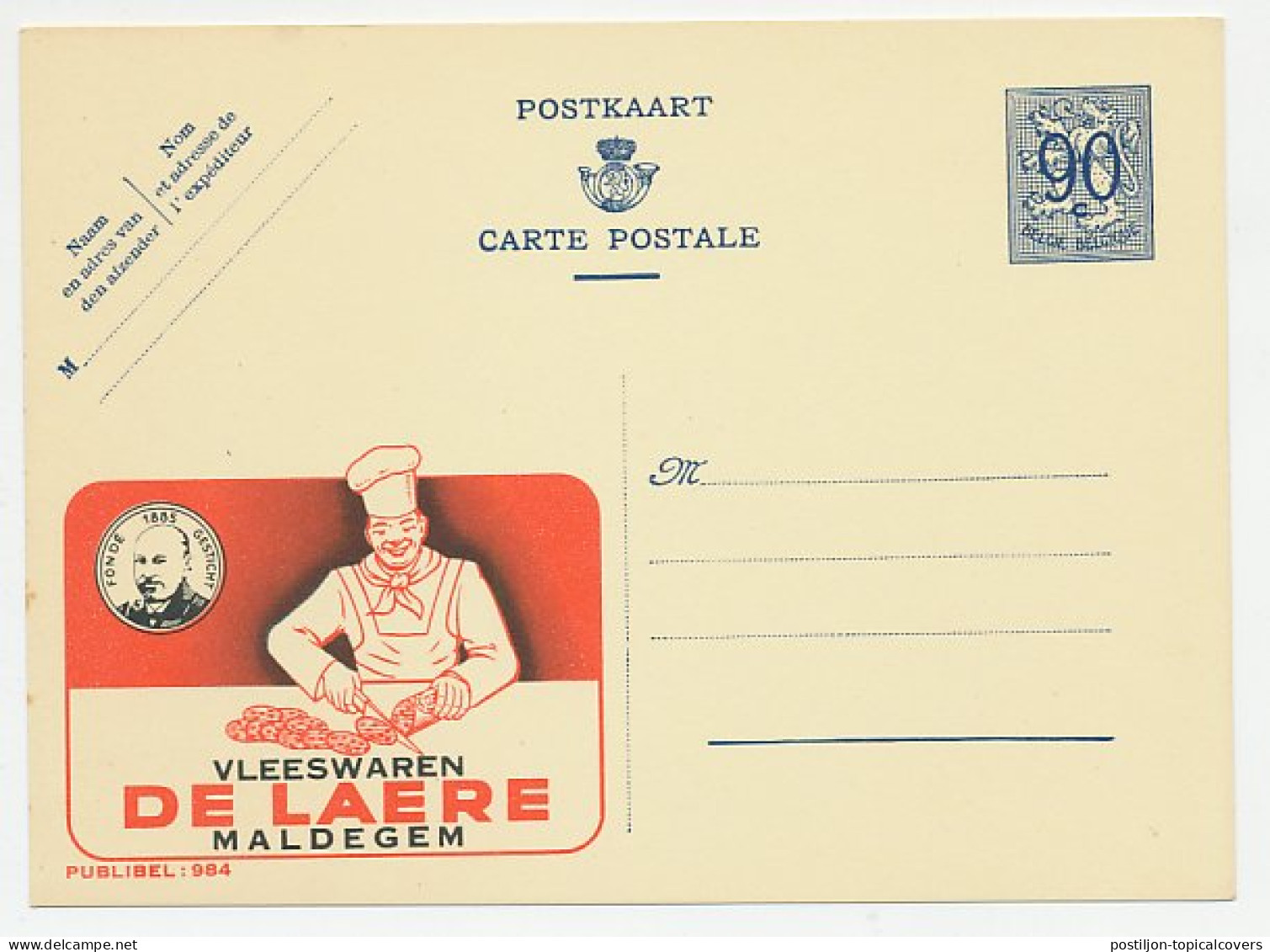 Publibel - Postal Stationery Belgium 1951 Butcher - Meats - Sonstige & Ohne Zuordnung