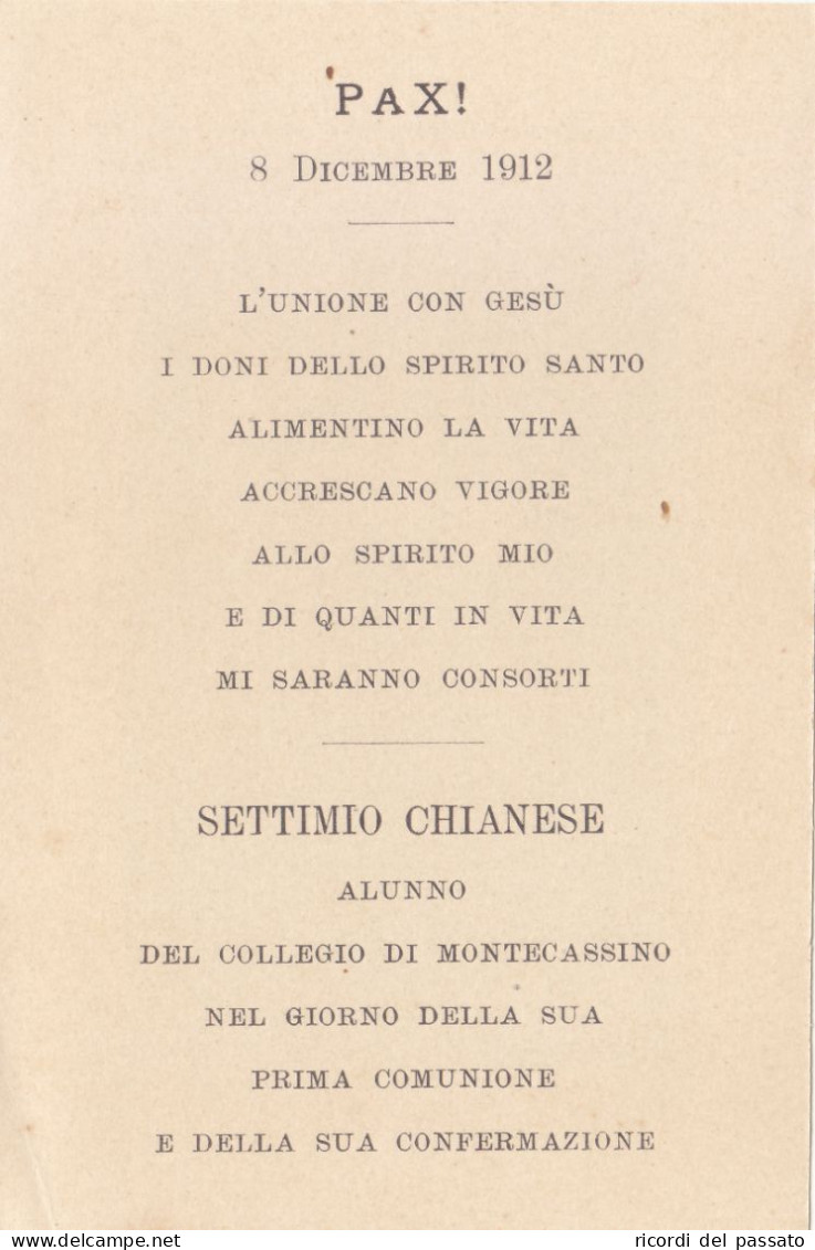 Santino Ricordo 1°comunione E Confermazione - 1912 - Images Religieuses