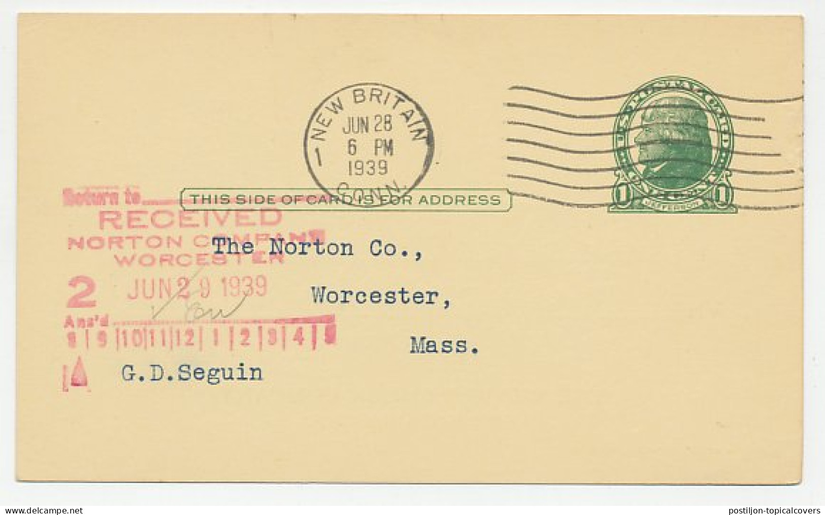 Postal Stationery USA 1939 Crocodile - Alligator - Andere & Zonder Classificatie