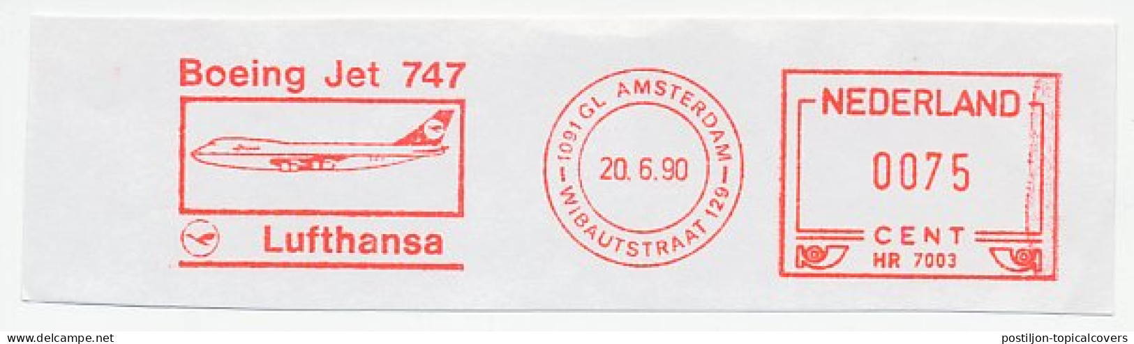 Meter Cut Netherlands 1990 Boeing Jet 747 - Lufthansa - Flugzeuge