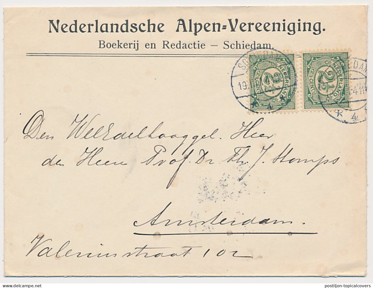 Envelop Schiedam 1914 - Nederlandsche Alpen Vereeniging - Unclassified