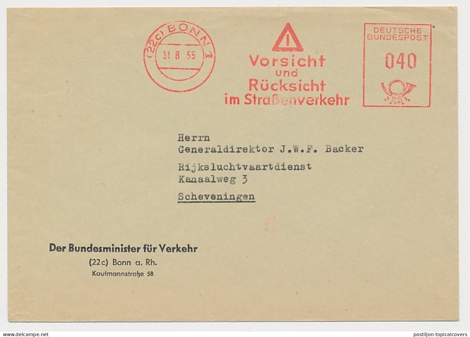 Meter Cover Germany 1955 Traffic Safety - Sonstige & Ohne Zuordnung