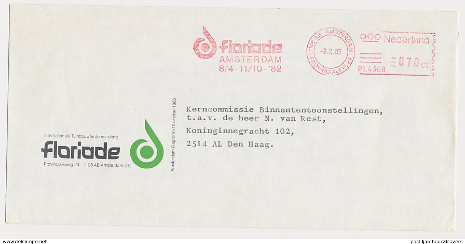 Meter Cover Netherlands 1983 Floriad Amsterdam 1982 - Other & Unclassified