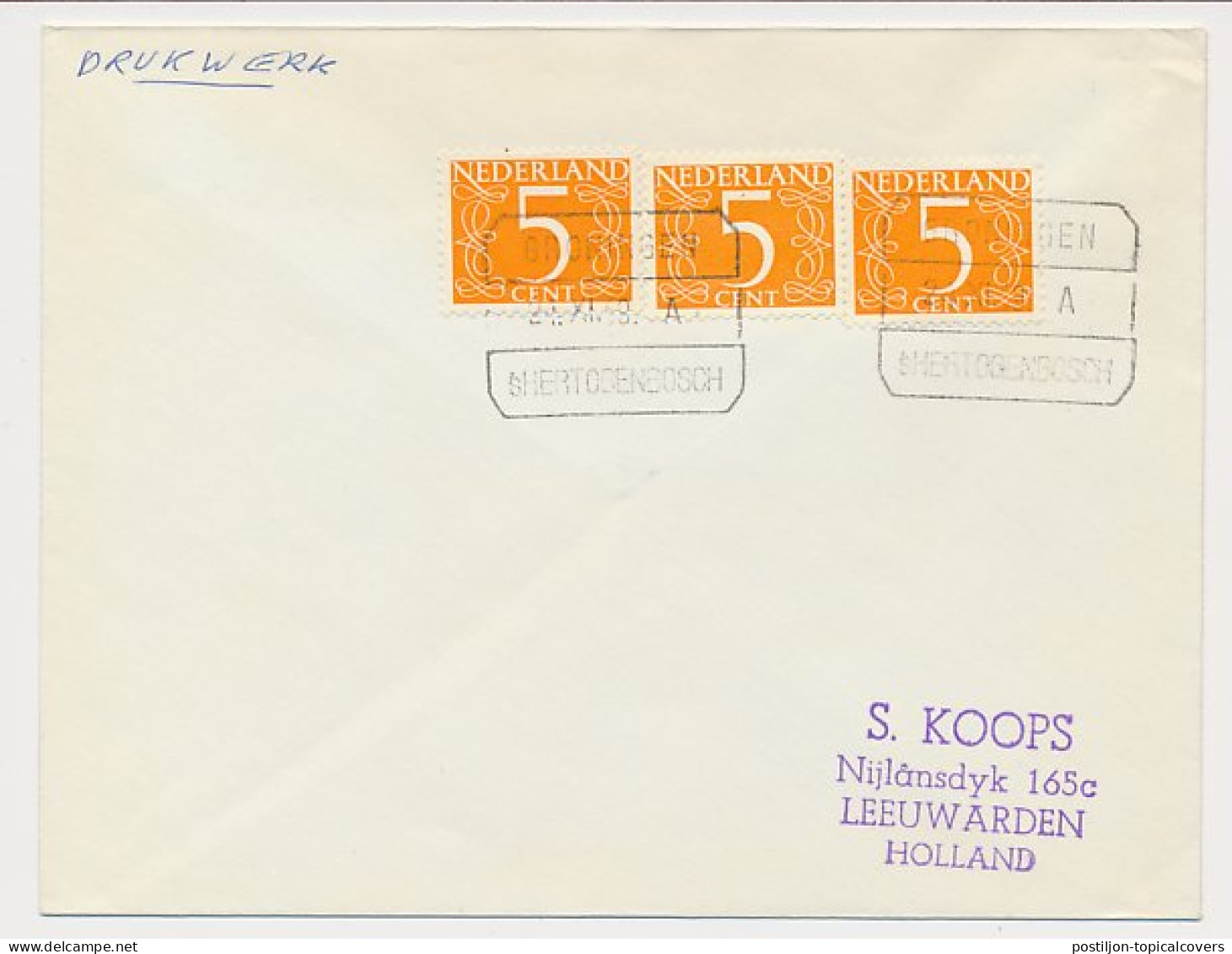 Treinblokstempel : Groningen - S Hertogenbosch A 1969 - Non Classificati