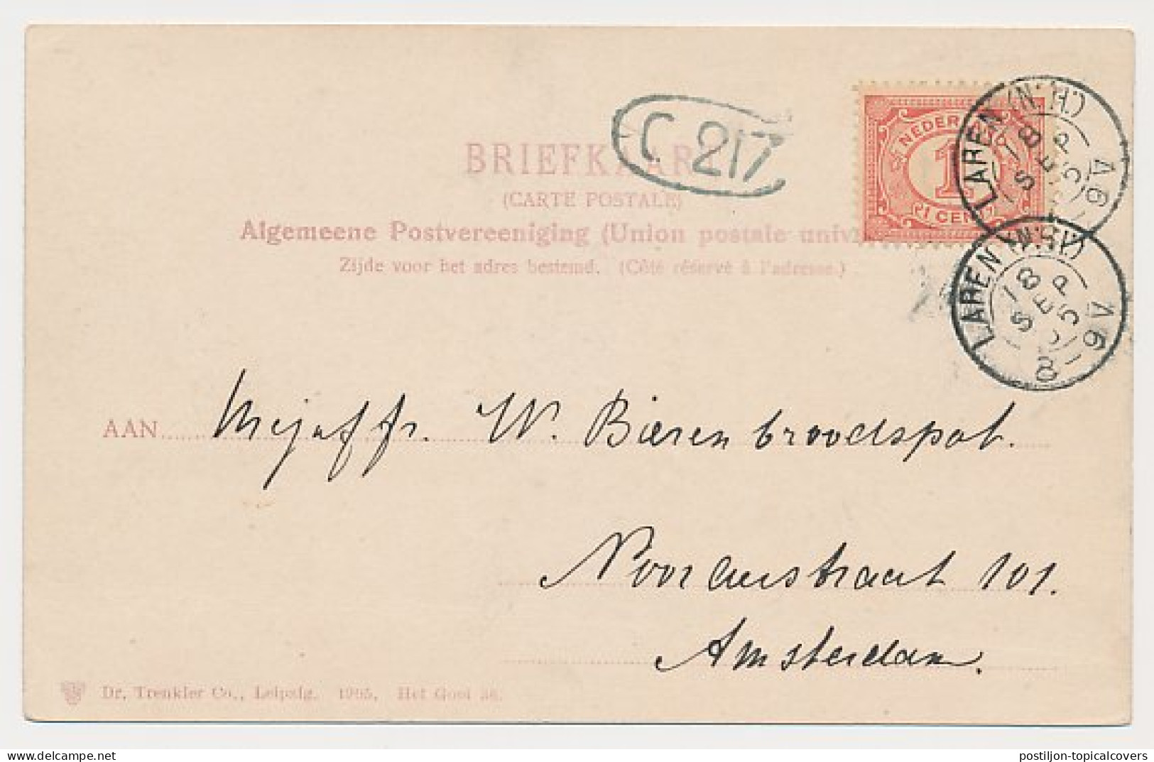 Kleinrondstempel Laren (N:H:) 1905 - Ohne Zuordnung
