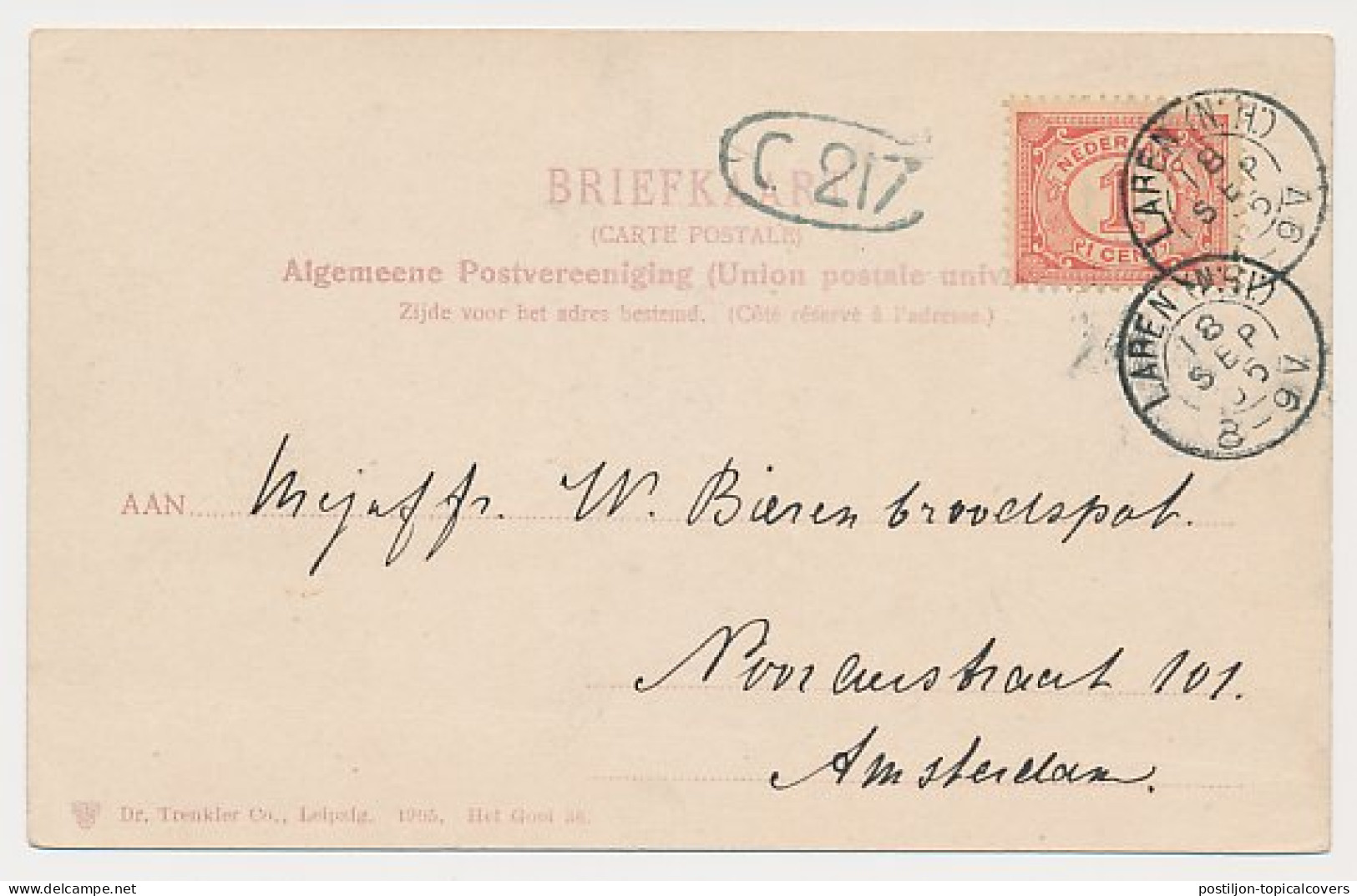 Kleinrondstempel Laren (N:H:) 1905 - Non Classificati