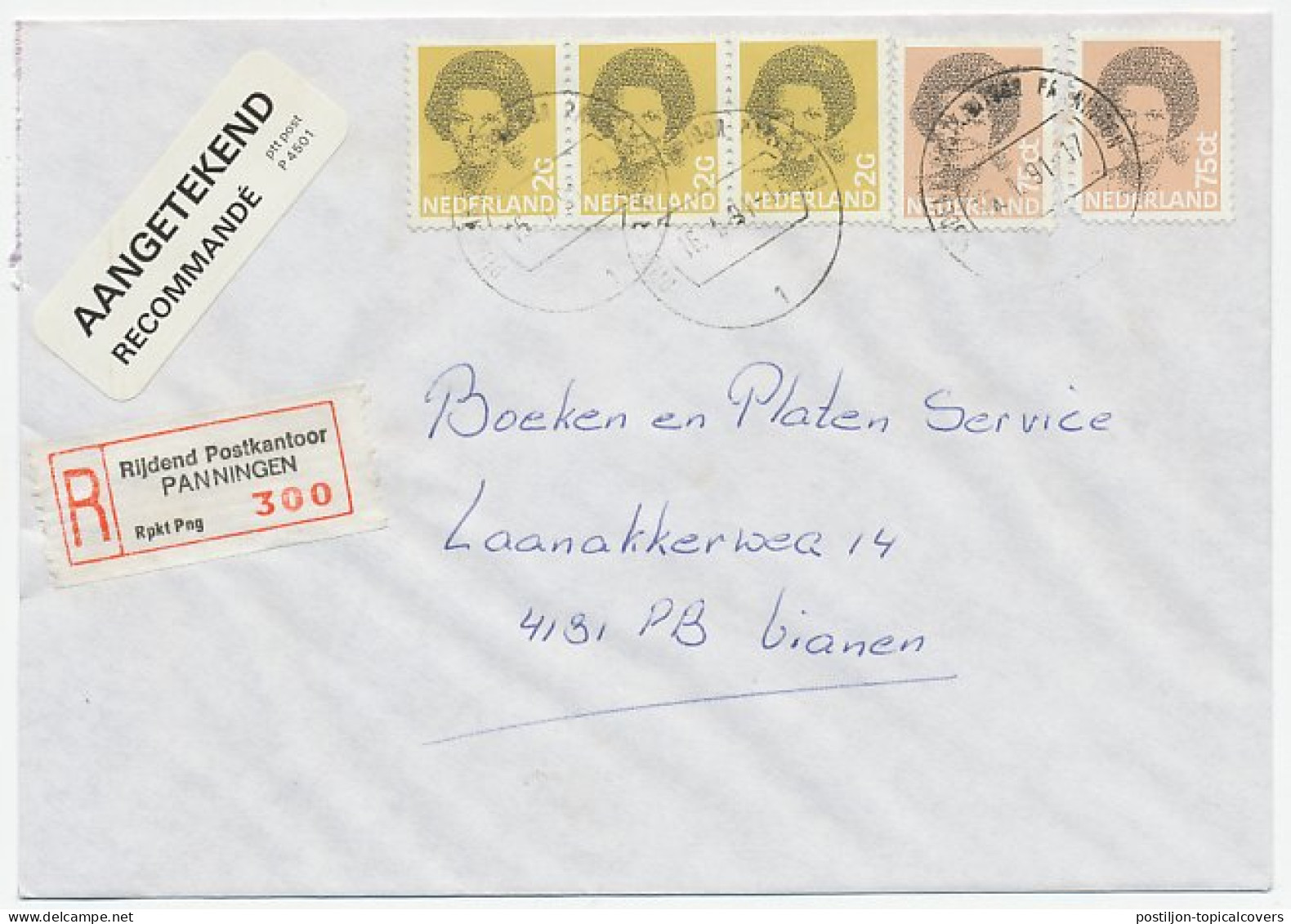 Em. Beatrix Aangetekend Panningen Rijdend Postkantoor 1991 - Unclassified