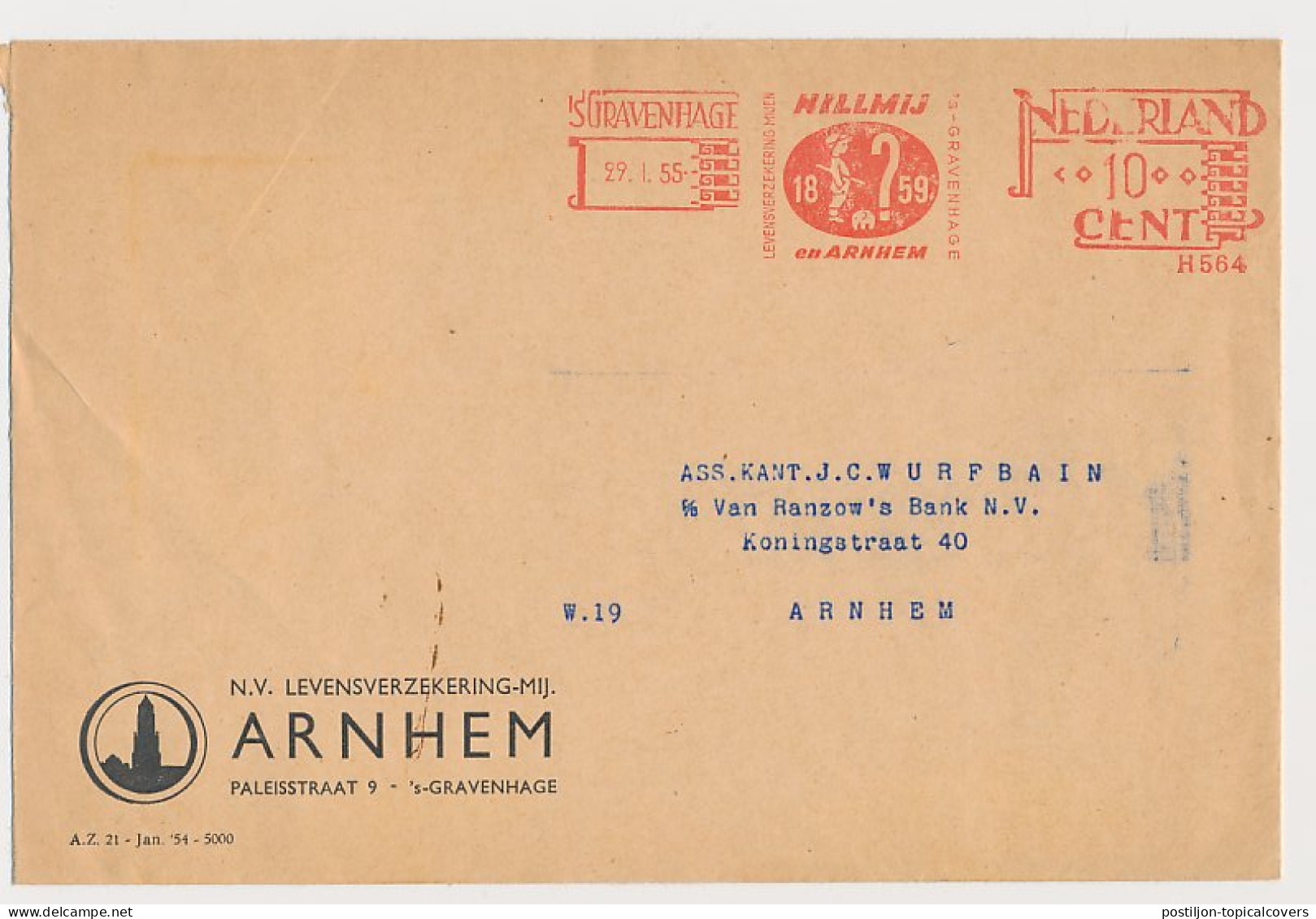 Meter Cover Netherlands 1955 Elephant - The Hague - Other & Unclassified