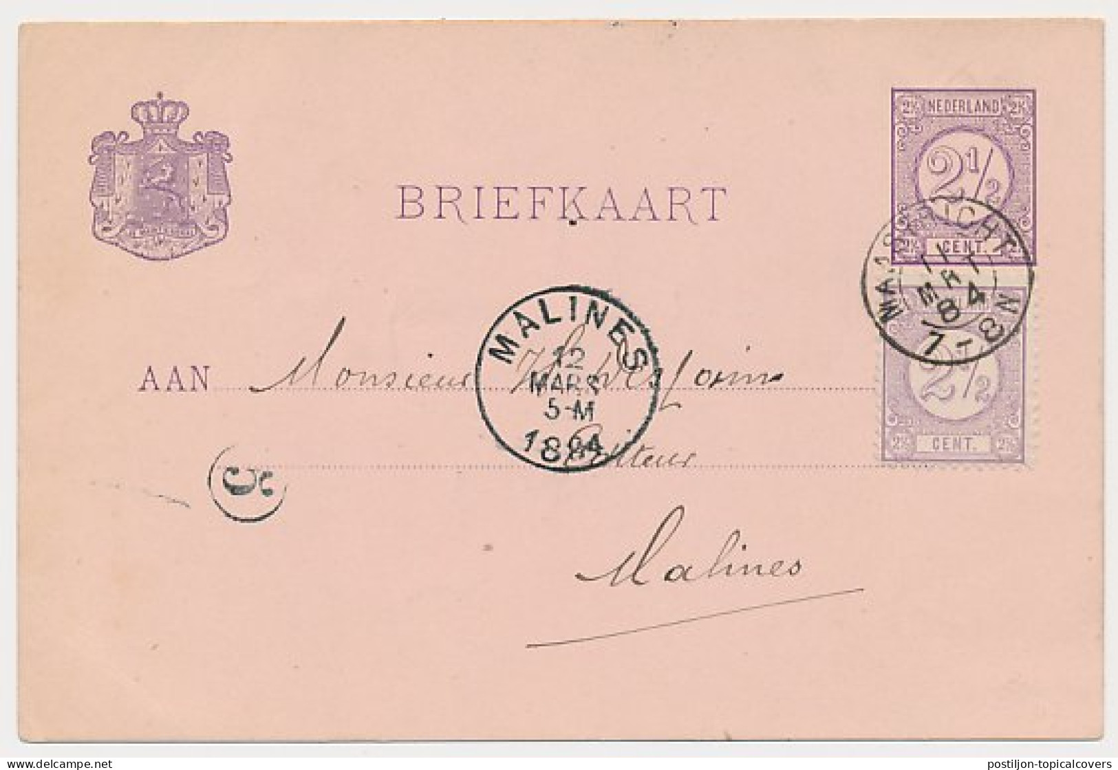 Kleinrondstempel Maastricht - Mechelen Belgie 1884 - Unclassified