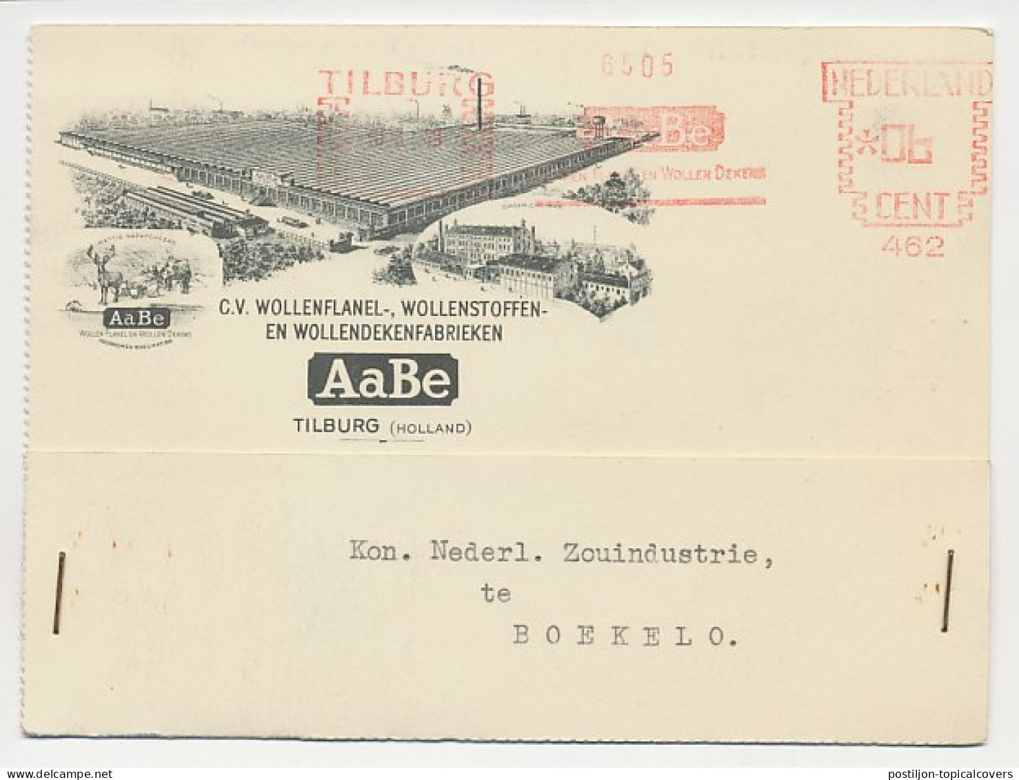 Firma Briefkaart Tilburg 1949 - AaBe / Wol / Dekenfabriek - Unclassified