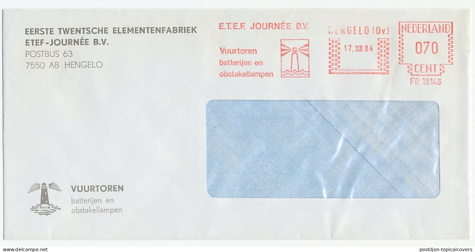 Meter Cover Netherlands 1984 Lighthouse - Vuurtorens