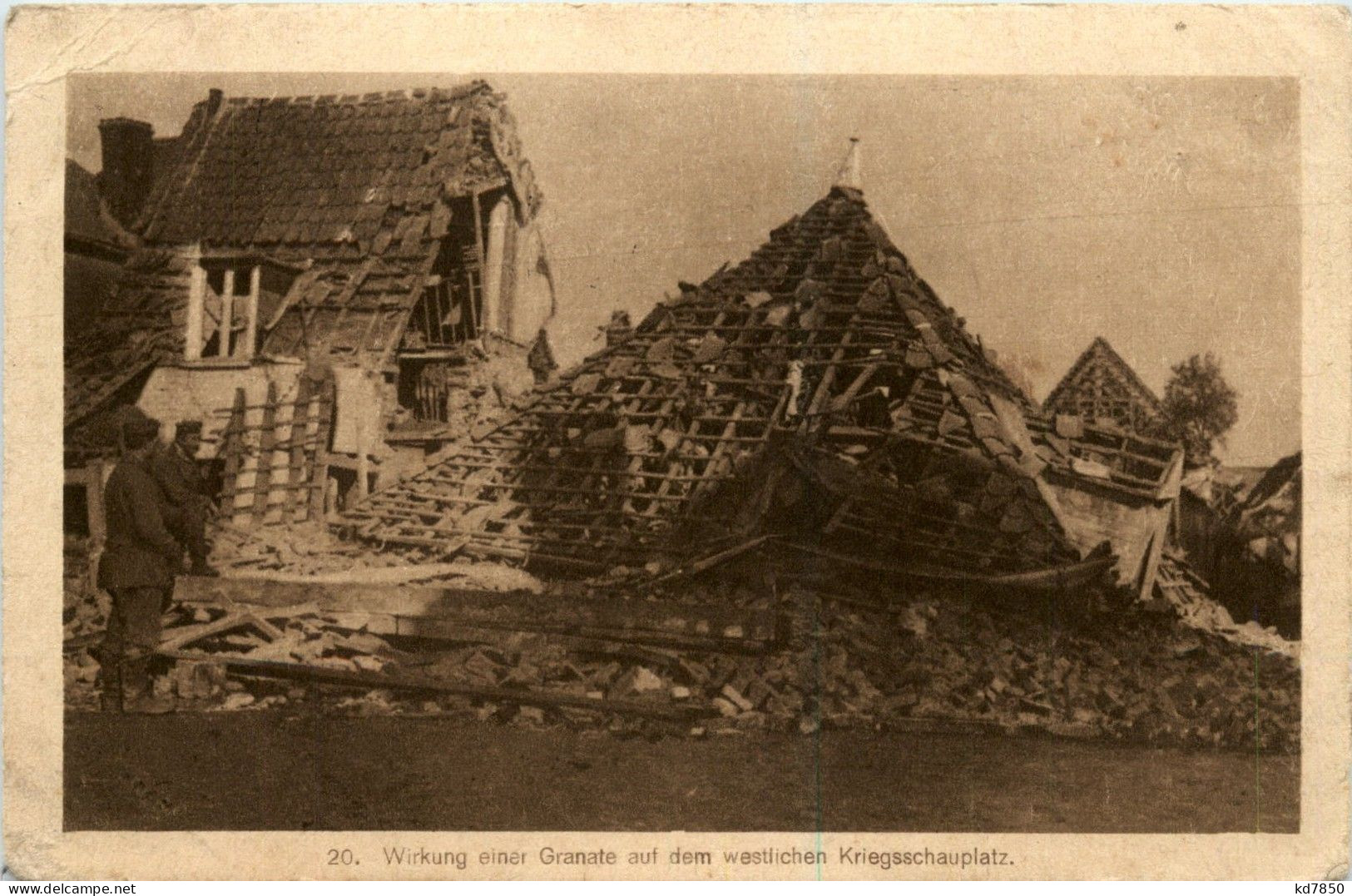 Wirkung Einer Granate - Feldpost - Weltkrieg 1914-18