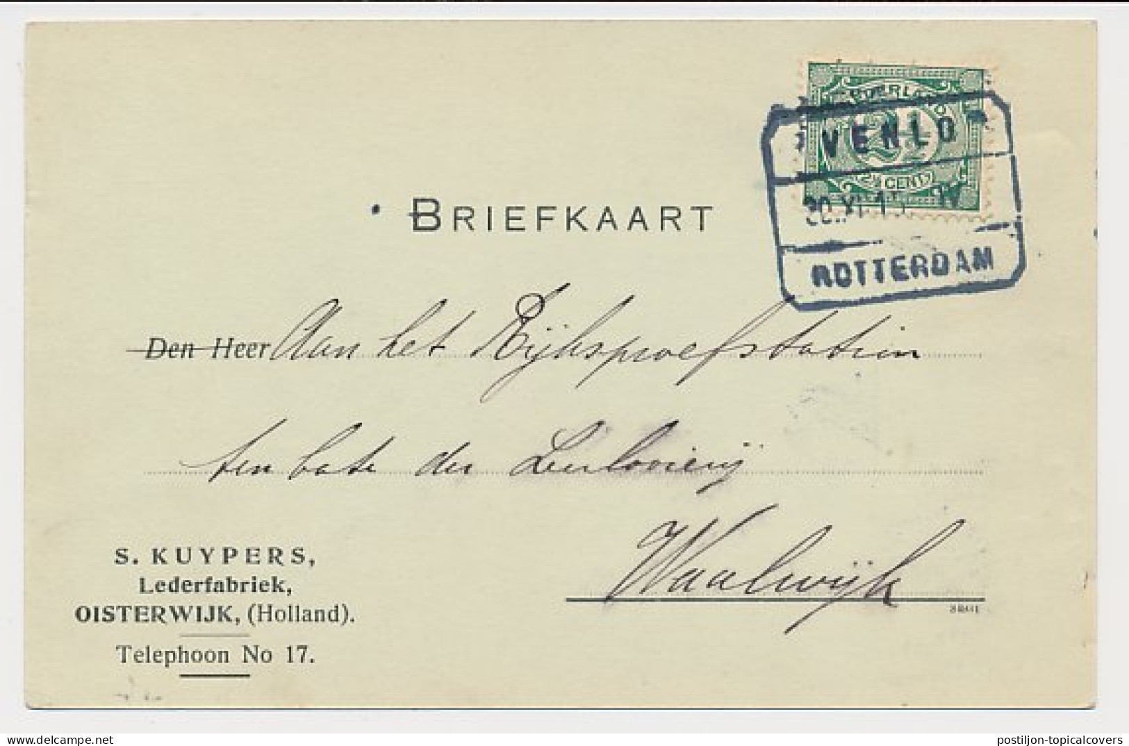 Treinblokstempel : Venlo - Rotterdam IV 1915 - Ohne Zuordnung