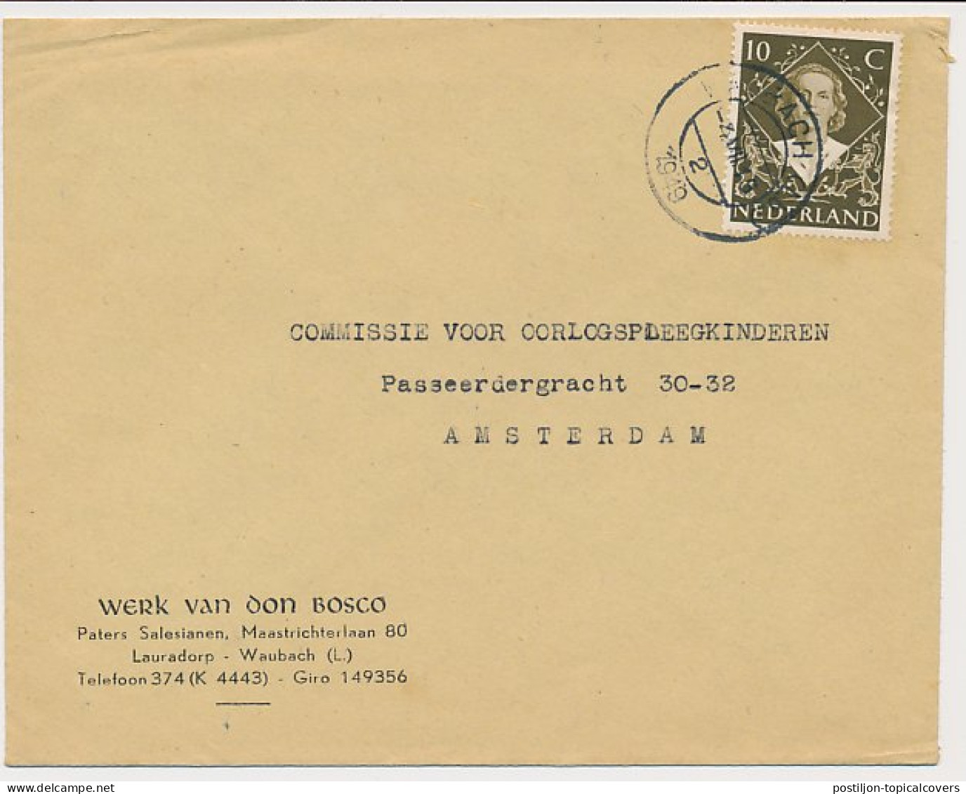 Envelop Waubach 1949 - Werk Van Don Bosco - Paters Salesianen - Ohne Zuordnung