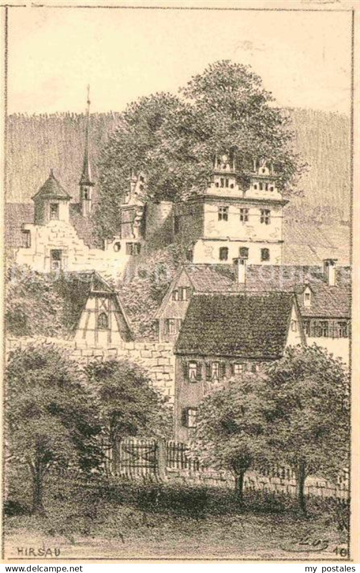 72841896 Hirsau Schloss Ulme Zeichnung J. Luz Kuenstlerkarte Hirsau - Calw