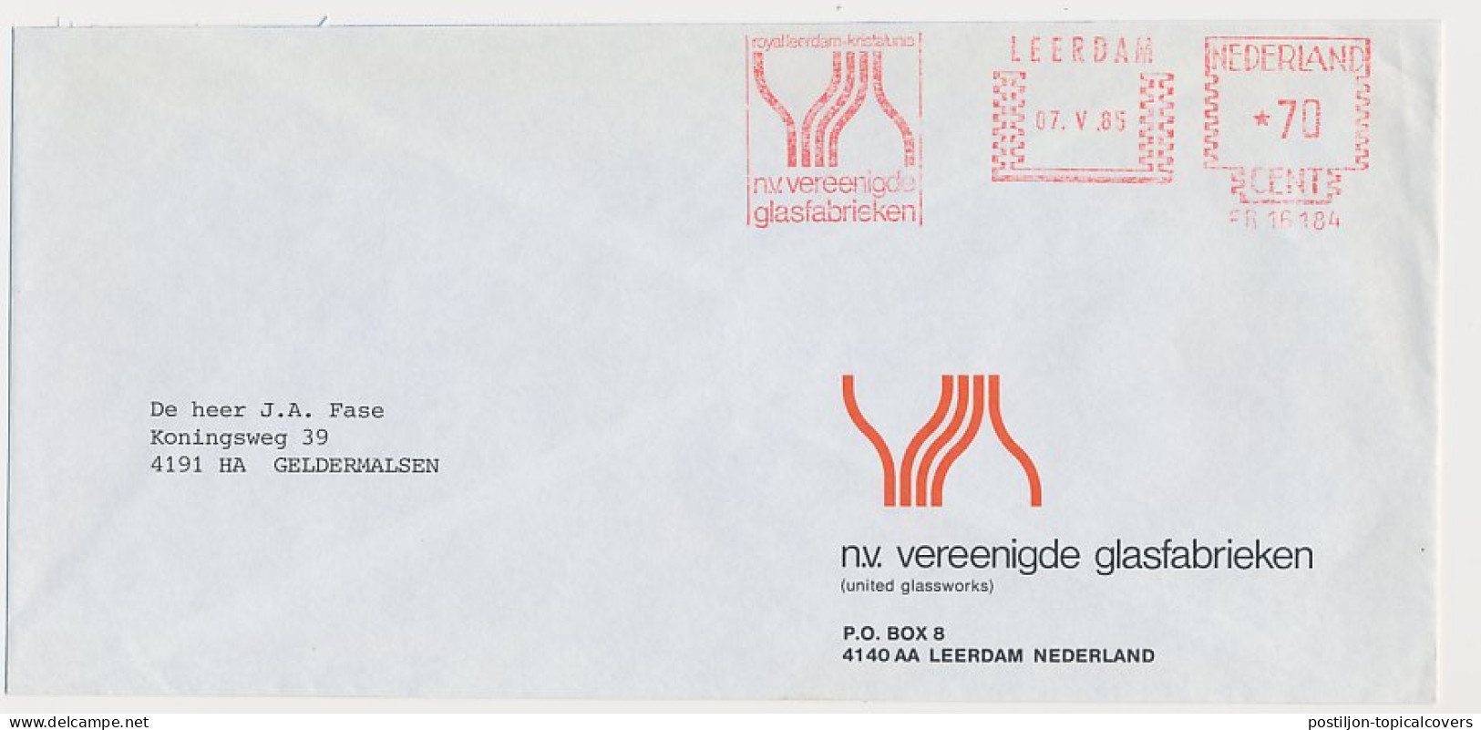 Meter Cover Netherlands 1985 United Glassworks - Leerdam - Vidrios Y Vitrales