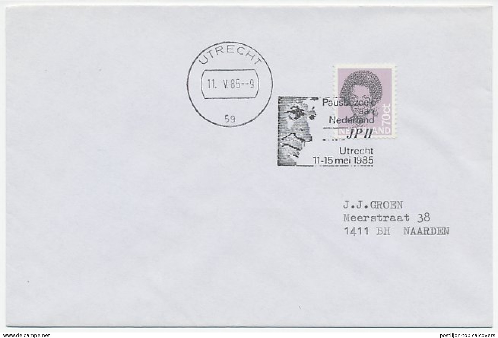 Cover / Postmark Netherlands 1985 Pope Visit - JP II - John Paul II - Altri & Non Classificati