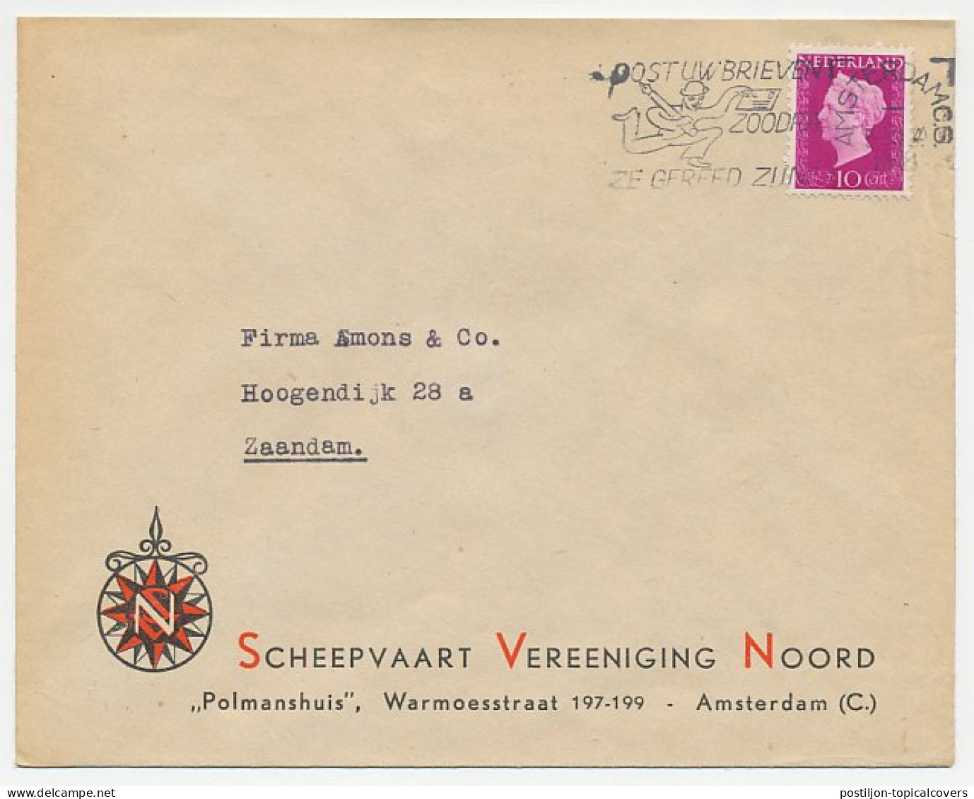 Envelop Amsterdam 1948 - Scheepvaartvereniging - Ohne Zuordnung