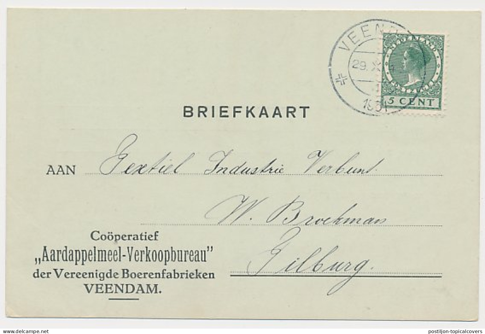 Firma Briefkaart Veendam 1931 - Aardappelmeel Verkoopbureau - Ohne Zuordnung