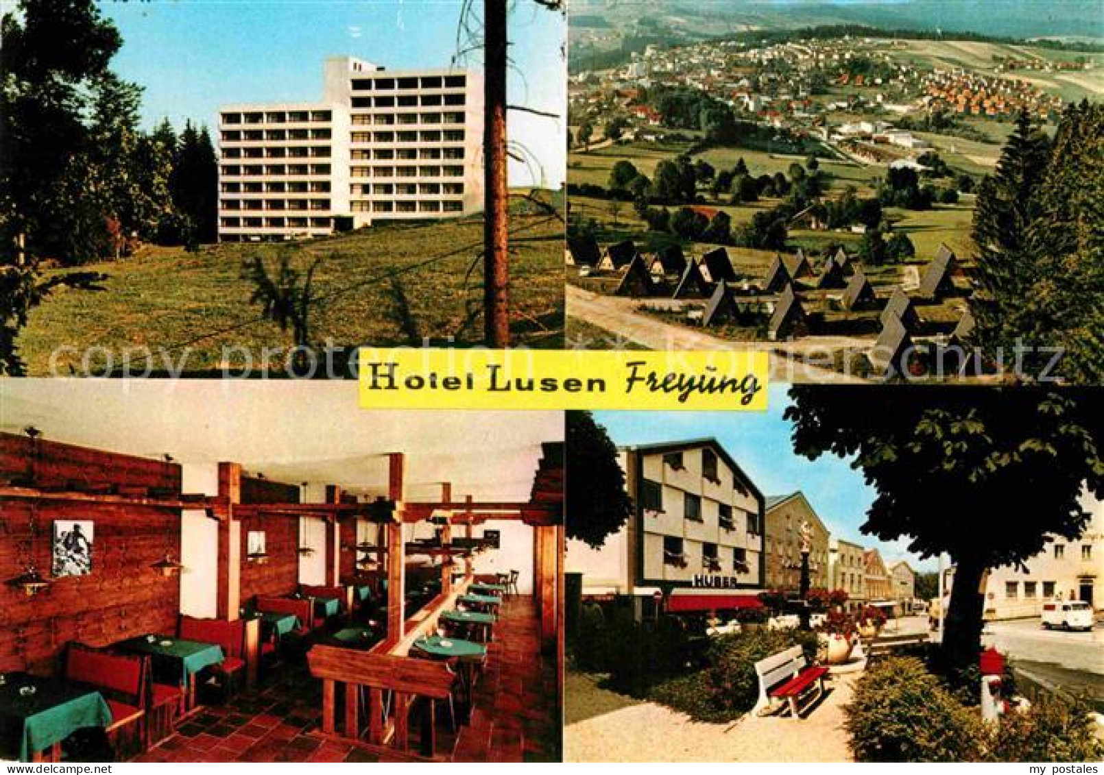 72841861 Freyung Hotel Lusen Gastraum Fliegeraufnahme Strassenpartie Ahornoed - Freyung