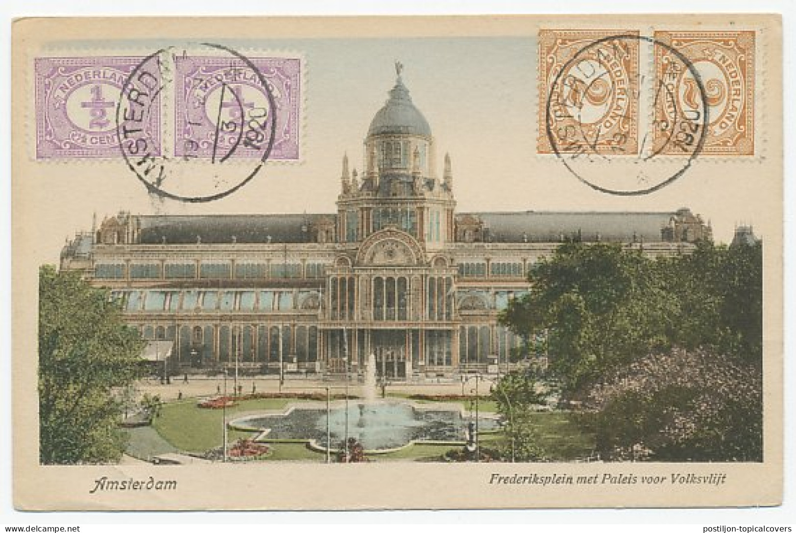 Prentbriefkaart Amsterdam - Wenen 1920 Op Voorzijde Gefrankeerd - Non Classés