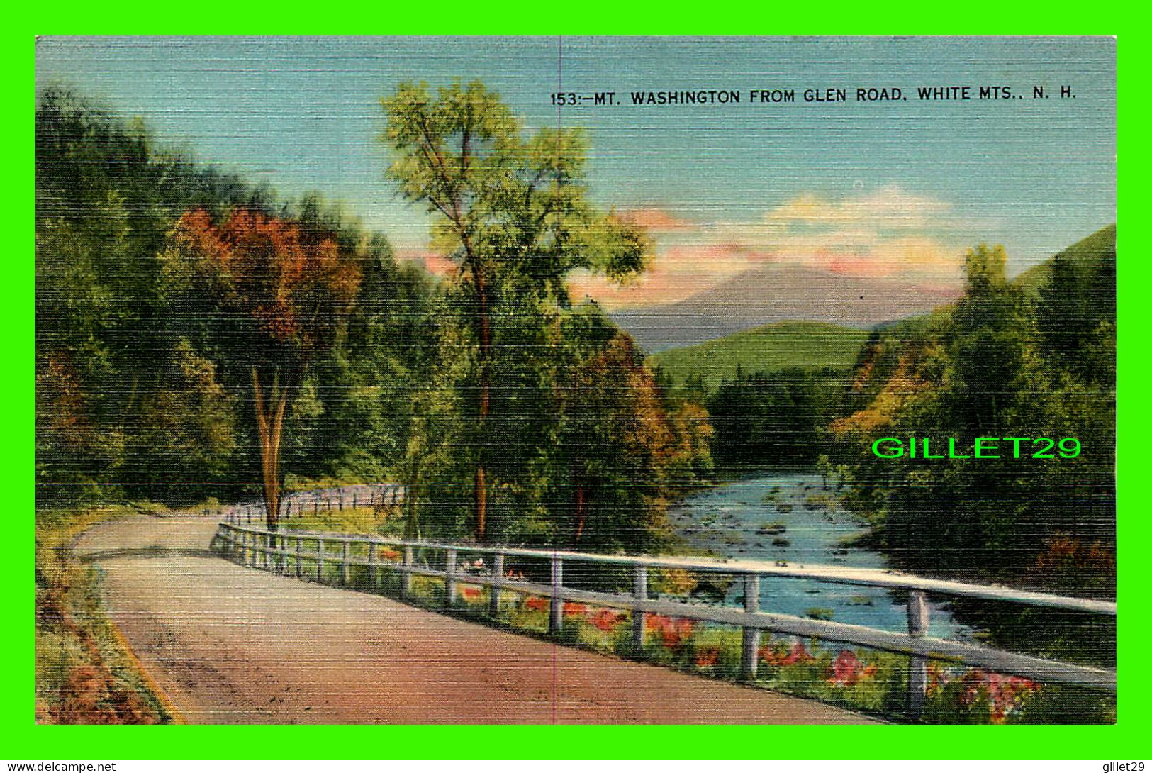 WHITE MOUNTAINS, NH - MT. WASHINGTON FROM GLEN ROAD -  TRAVEL IN 1939 - WMPCL - PUB. BY THE BISBEE PRESS - - Salem