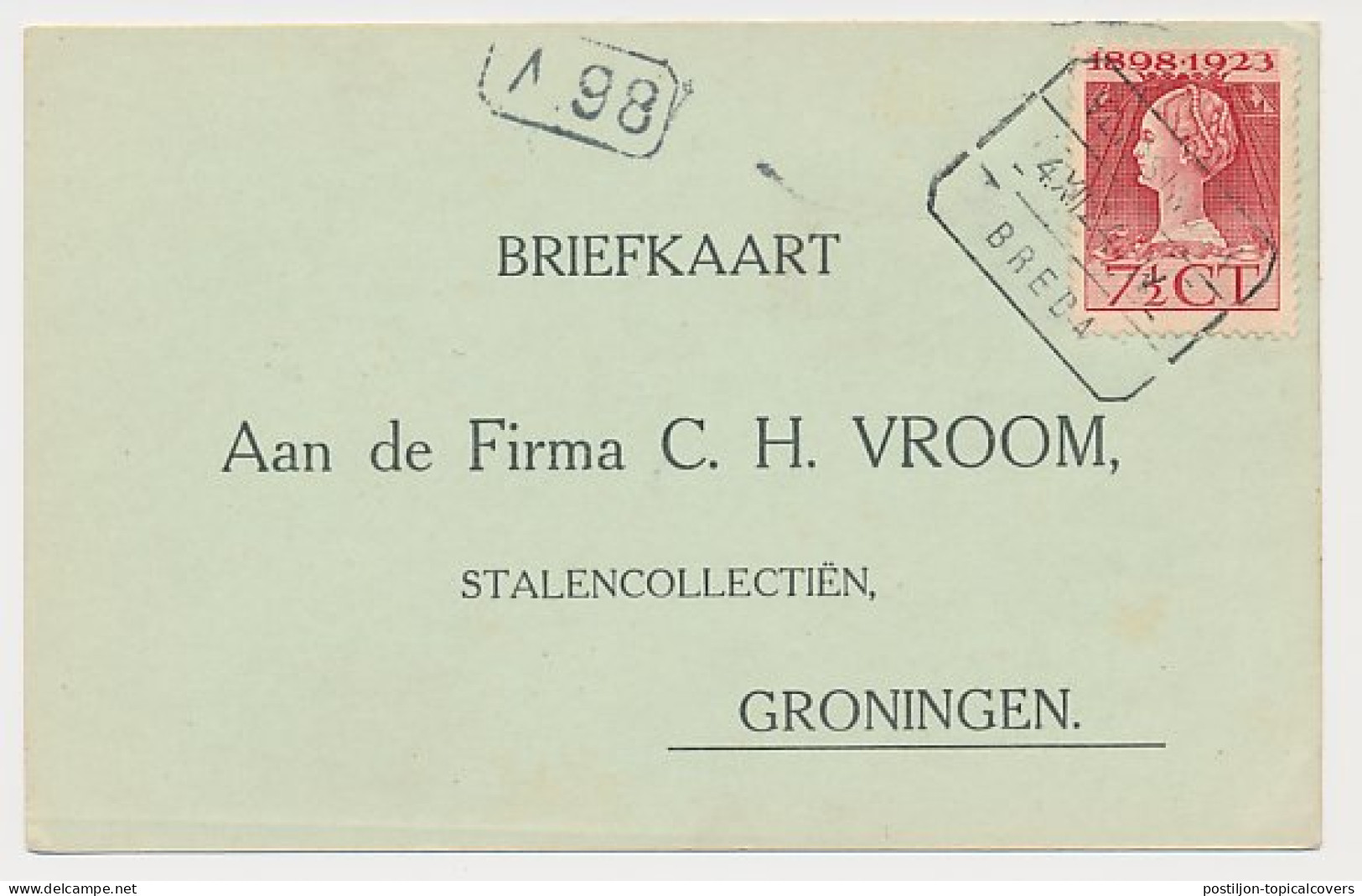 Treinblokstempel : Vlissingen - Breda IV 1924 ( Wouw ) - Ohne Zuordnung