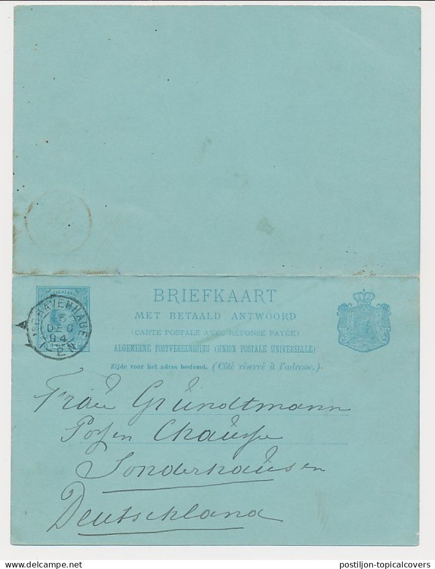 Briefkaart G. 30 S Gravenhage - Duitsland 1894 - Postal Stationery