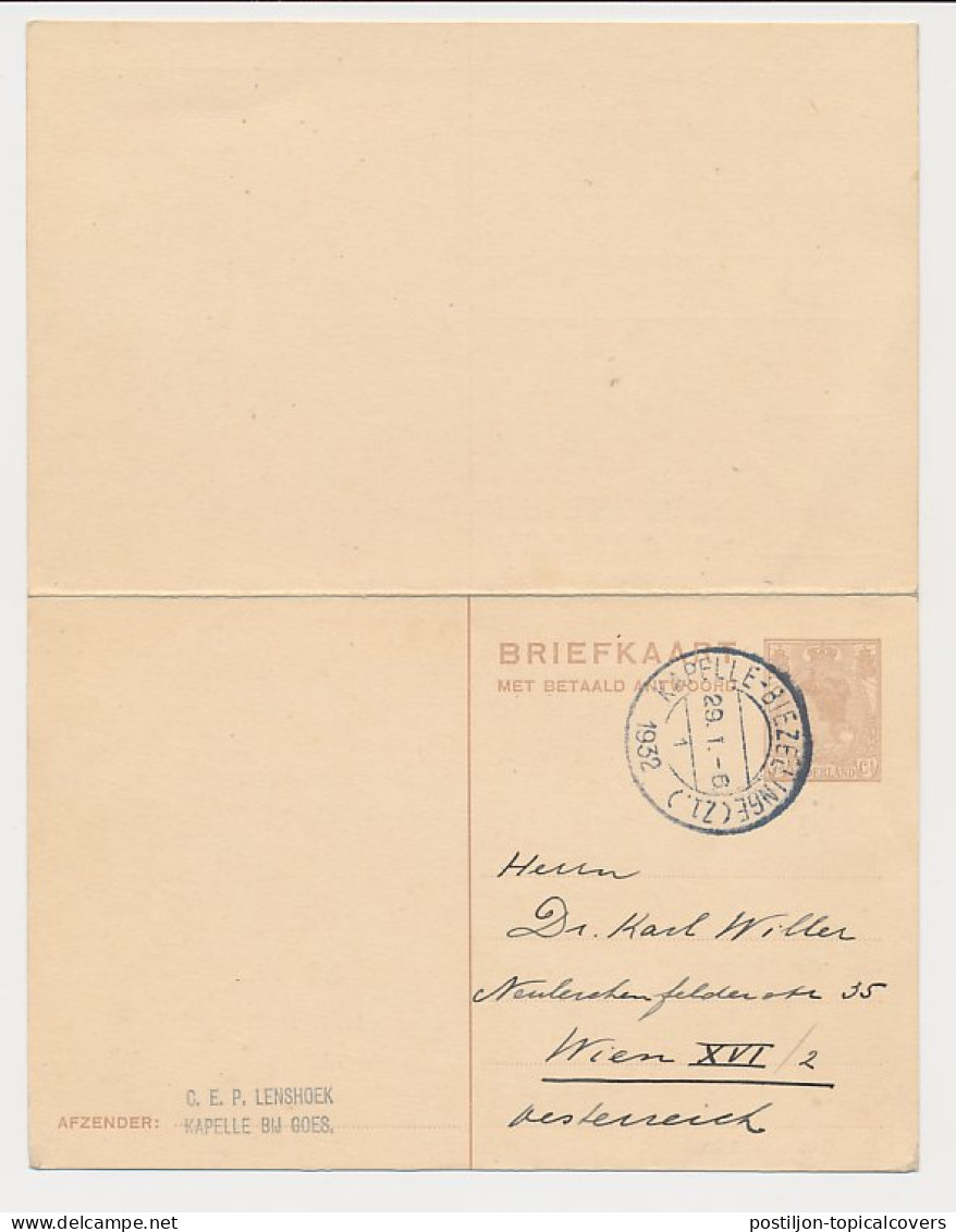 Briefkaart G. 205 Kapelle Biezelinge - Wenen Oostenrijk 1932 - Ganzsachen