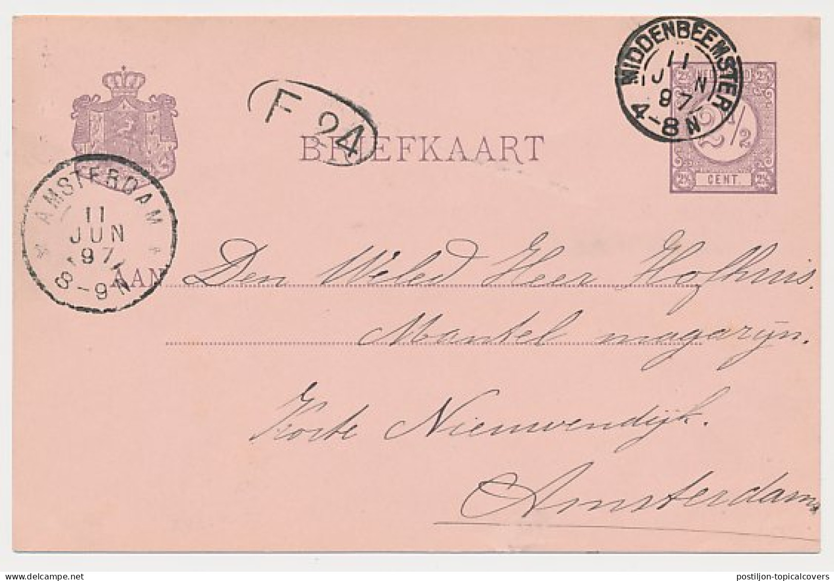 Kleinrondstempel Middenbeemster 1897 - Non Classés