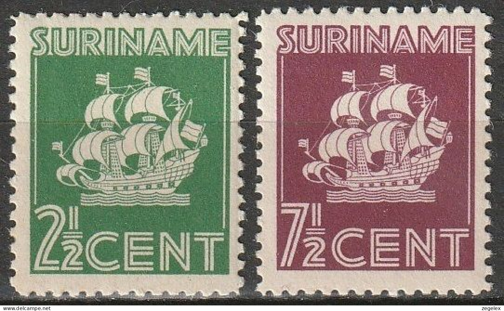 Suriname 1941 Scheepje, Ship, Indische Druk LT 13,25 Kleine Gaten NVPH 195 MH* - Surinam ... - 1975