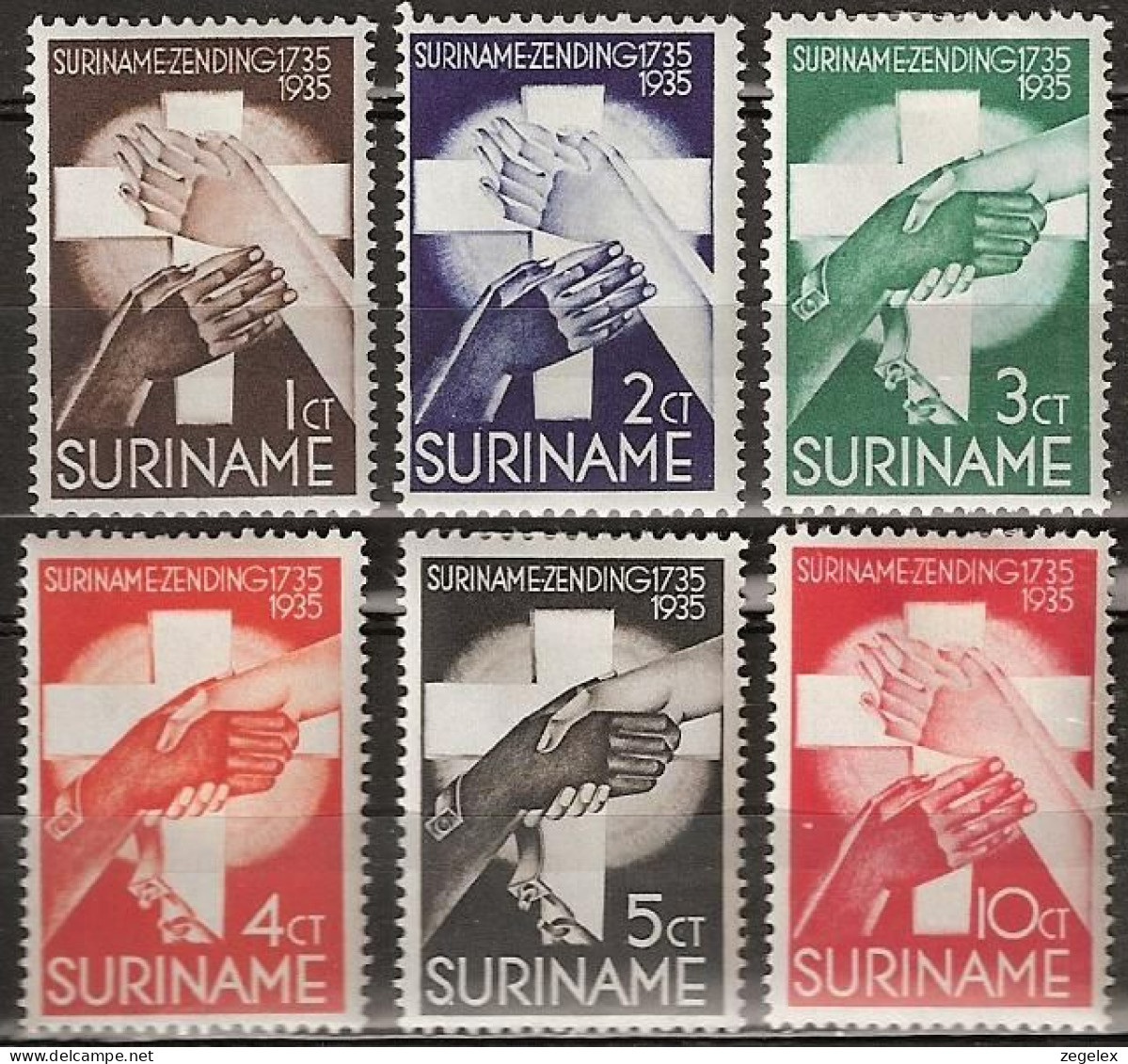 Suriname 1935 Zendingszegels NVPH 151/156 MNH ** Postfris - Surinam ... - 1975