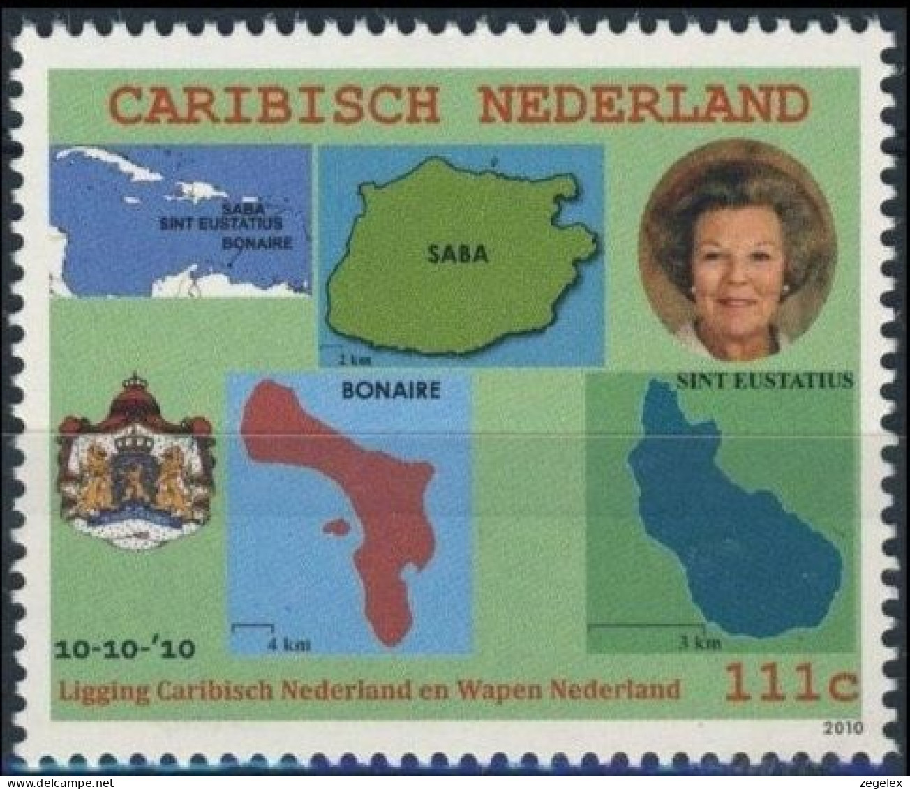 Caribisch Nederland 2010 Wapen, Vlag, Landkaart MNH ** Postfrisch - Niederländische Antillen, Curaçao, Aruba