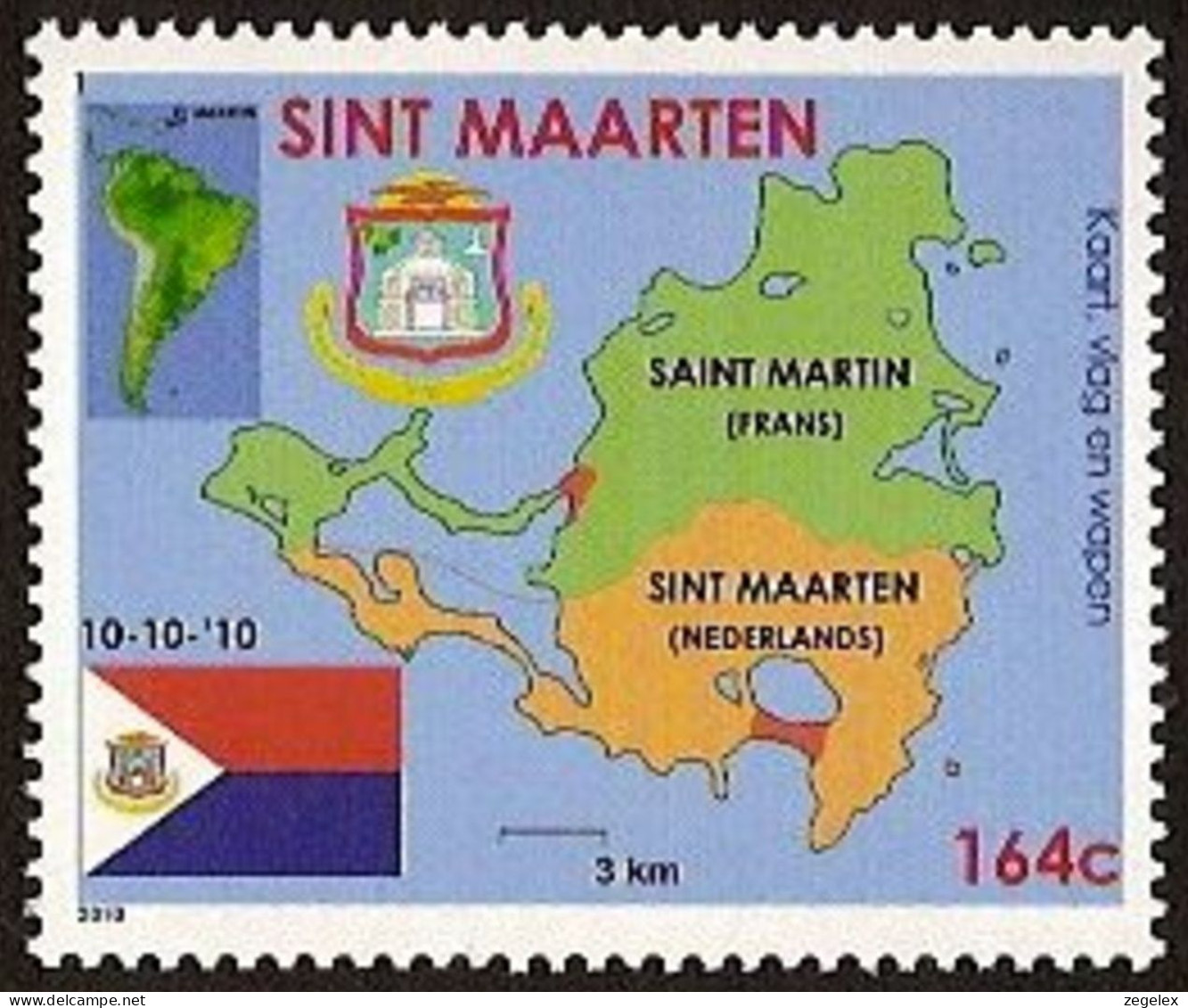Sint Maarten 2010 Wapen, Vlag, Landkaart NVPH SM-001 MNH ** Postfrisch - Curaçao, Antilles Neérlandaises, Aruba