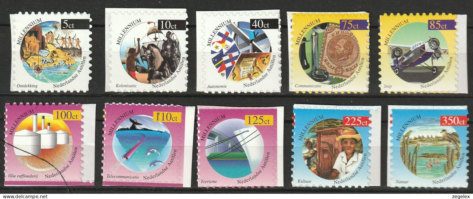 Ned Antillen 1999 Millennium, Self Adhesive,  NVPH 1264a-1273a, 5ct Misses Dent MNH** - Curacao, Netherlands Antilles, Aruba