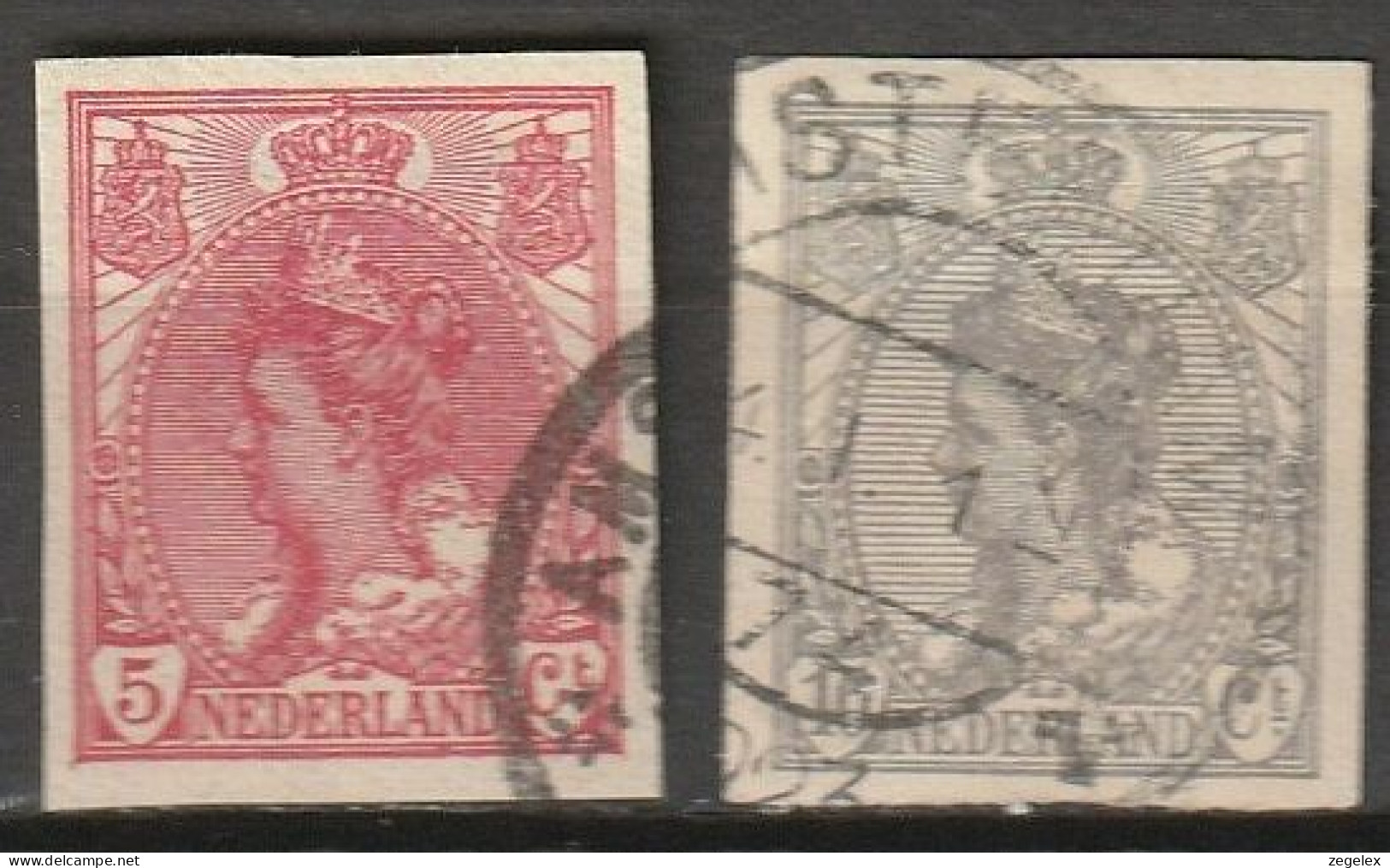 1923 Wilhelmina Ongetand. NVPH 82/83 Gestempeld - Gebruikt