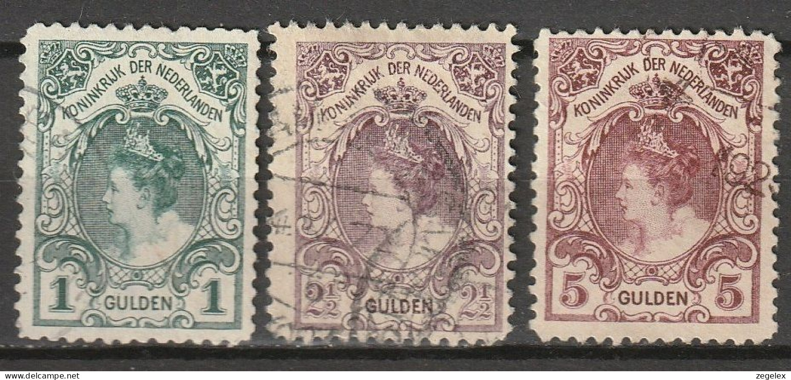 1899 Wilhelmina 1, 2,5 En 5 GLD  NVPH 77/79 Gestempeld. - Oblitérés