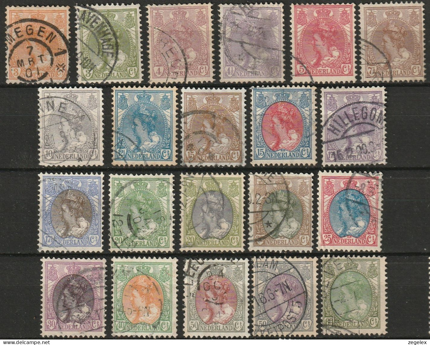 1899 Wilhelmina Compleet NVPH 56-76 Compleet, Used, Mooie Gestempeld - Used Stamps