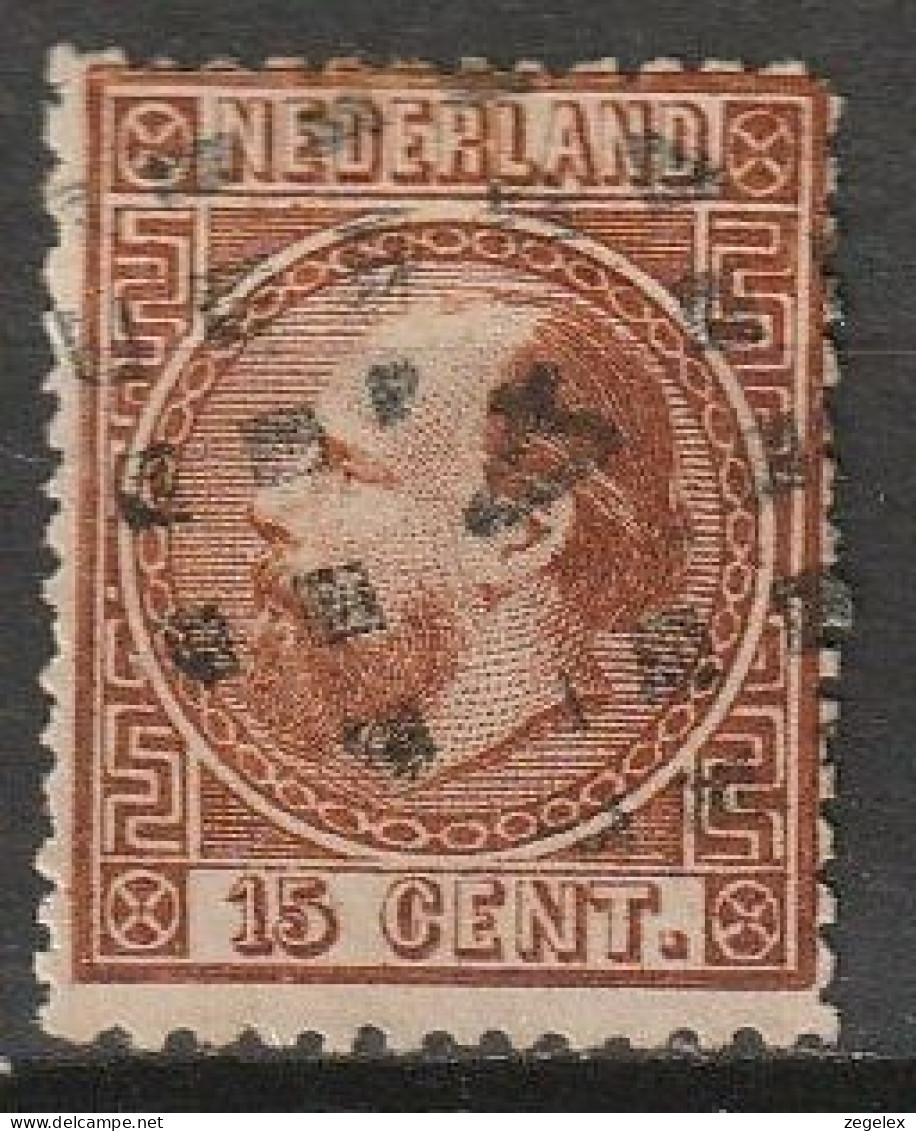 1867 Koning Willem III 15 Ct.  NVPH 9IIE Type II, (13,25x14 Kleine Gaten). - Oblitérés