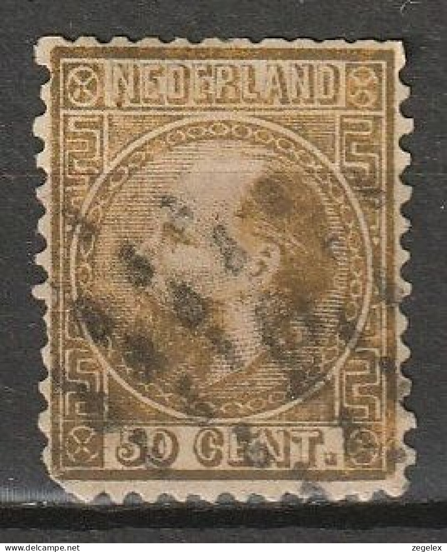 1867 Koning Willem III 50 Ct. Type I Dent. 12,75x11,75  NVPH 12-IA . Cat € 200,- See Two Scans - Oblitérés