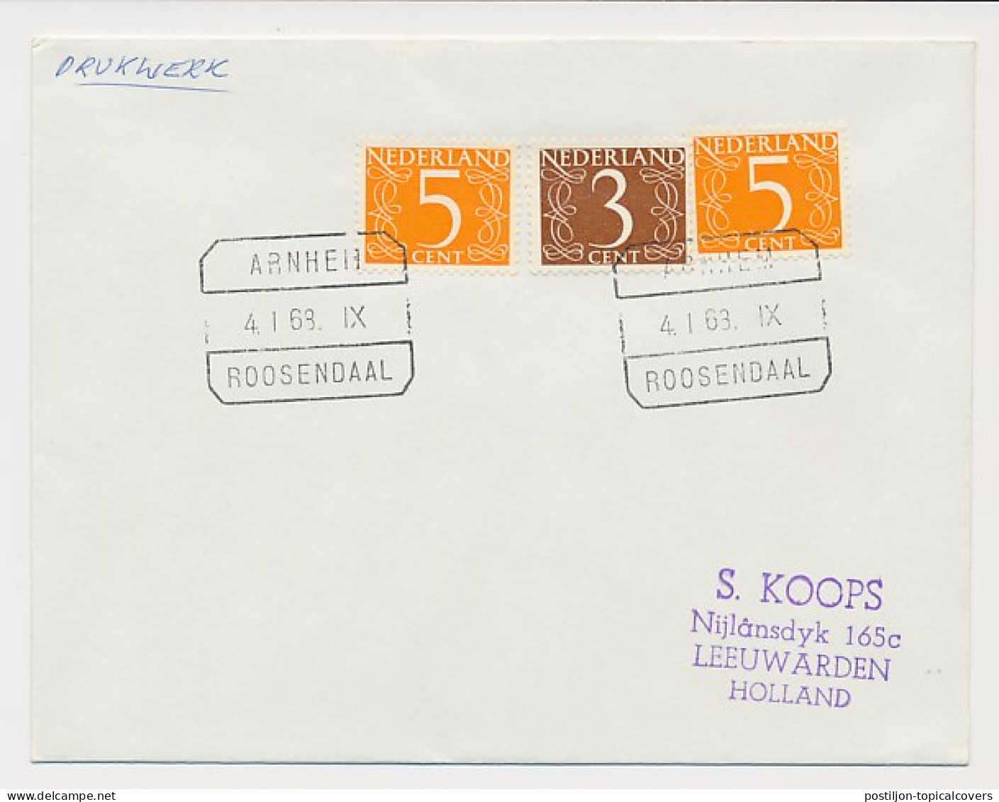 Treinblokstempel : Arnhem - Roosendaal IX 1968 - Non Classificati